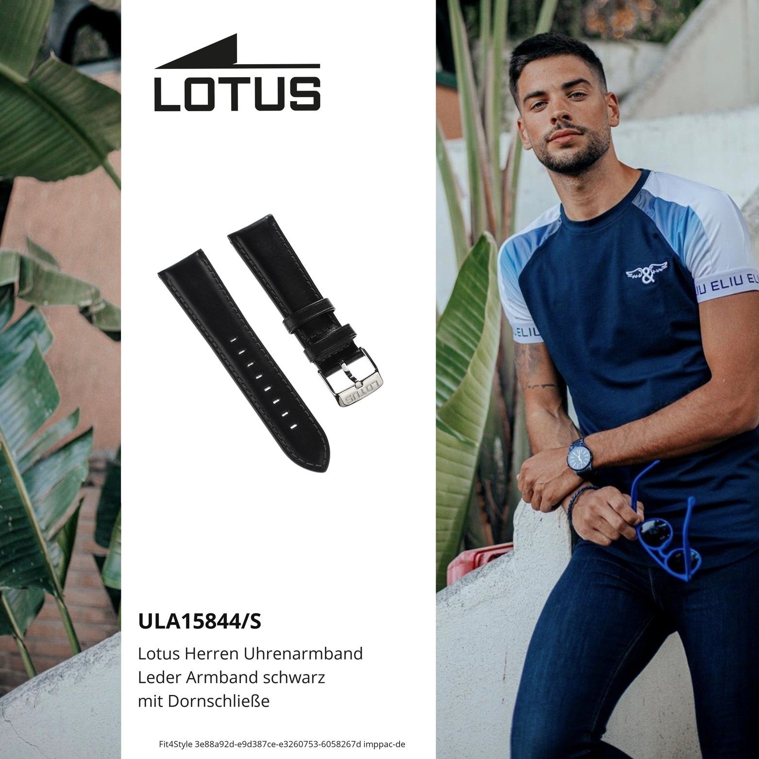 Lederarmband, Sport-Style Lotus mit Herren Lotus Uhrenarmband Herrenuhr Uhrenarmband 24mm,