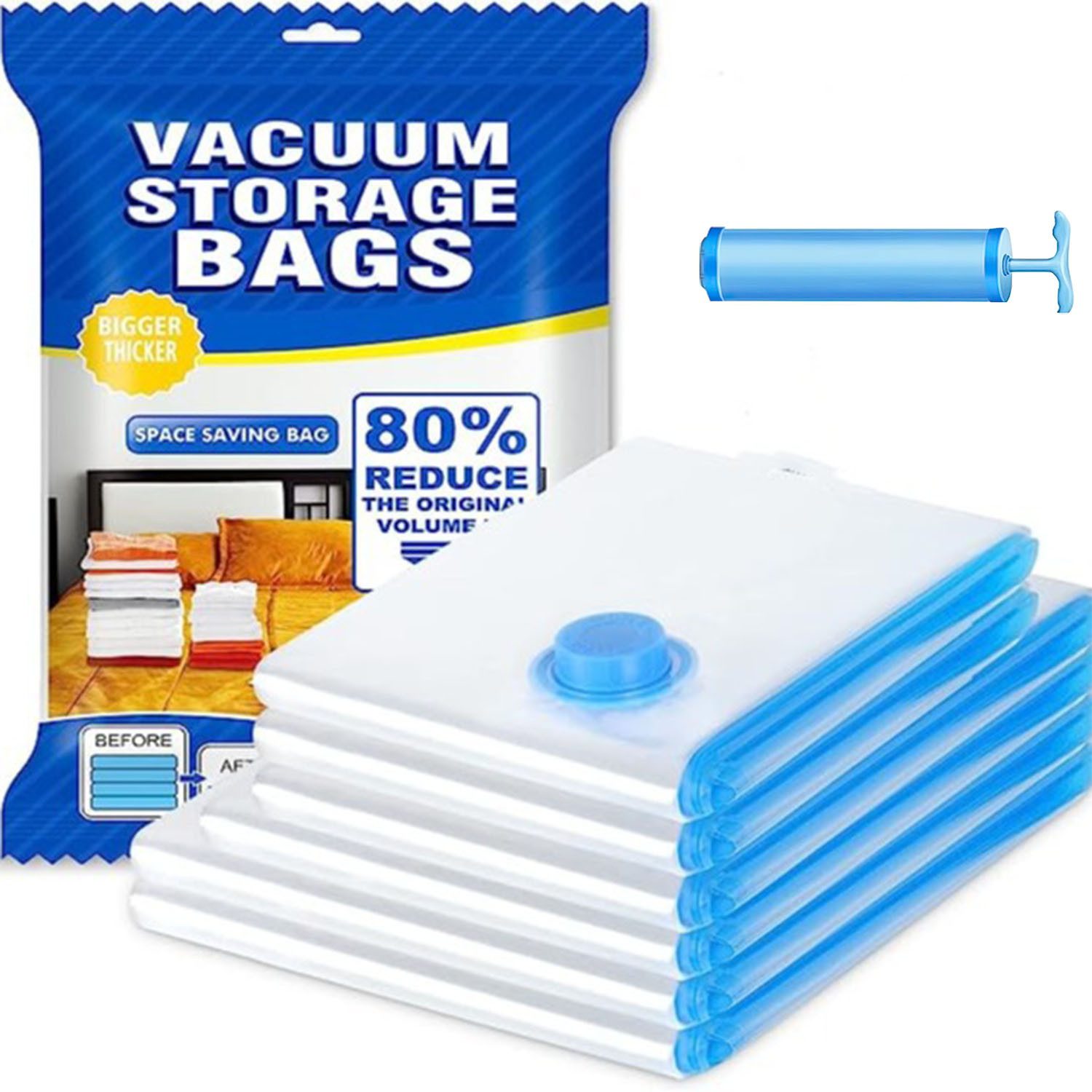 HEYHIPPO Kofferorganizer Vakuum-Kompressionsbeutel, Aufbewahrungsbeutel für Kleidung, 20 Stück (Geeignet zum Verpacken von Kleidung und zum Ordnen des Kleiderschranks, Transparenter Gepäck-Organizer in vier Größen), Komprimiertes Volumen, wiederverwendbar, kein Auslaufen