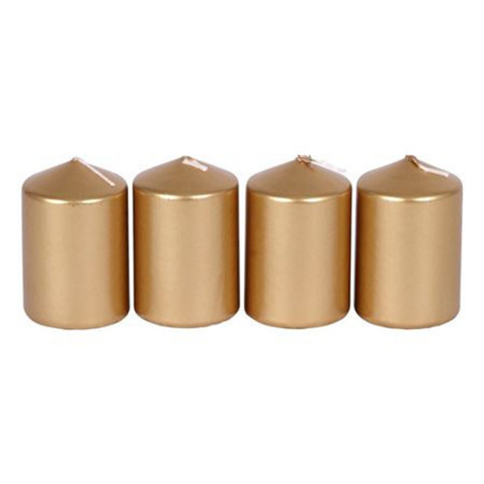 BURI Stumpenkerze Metallic-Stumpenkerzen gold 4er-Set Adventskerzen Weihnachtskerzen