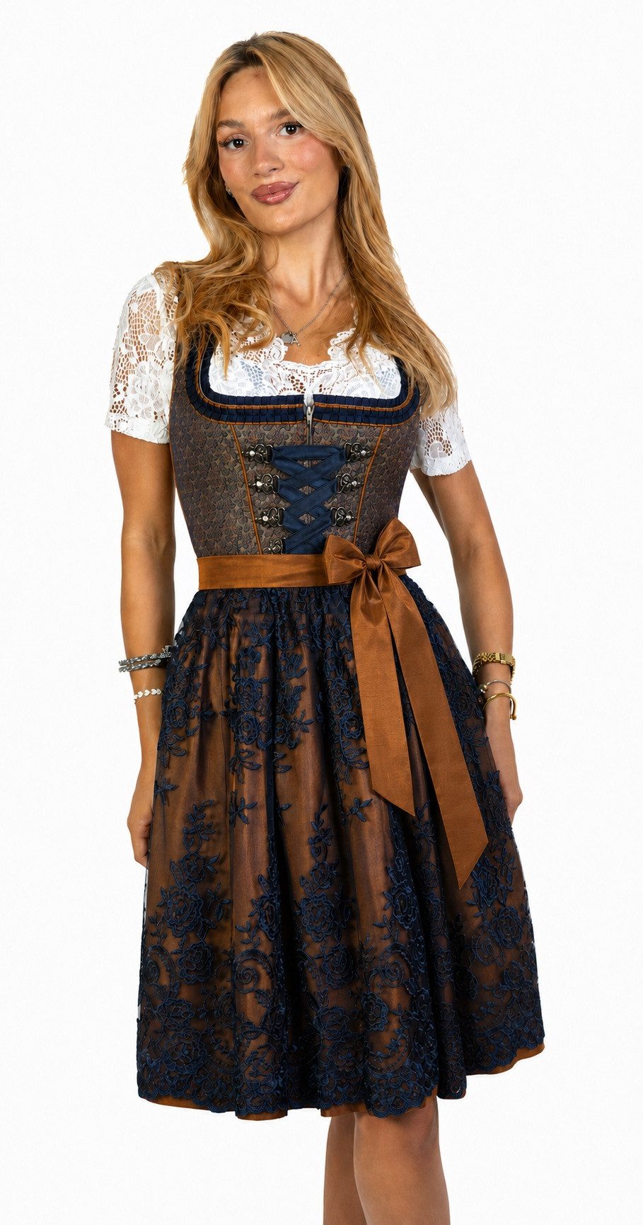 Trachtl Dirndl Bergweiss Alma Braun