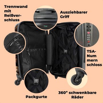 NoBoringSuitcases.com© Koffer Hund - Muster - Tiere - Braun - Mädchen - Junge 67x43x25cm, 4 Rollen, Mittelgroßer Koffer für Kinder, Trolley