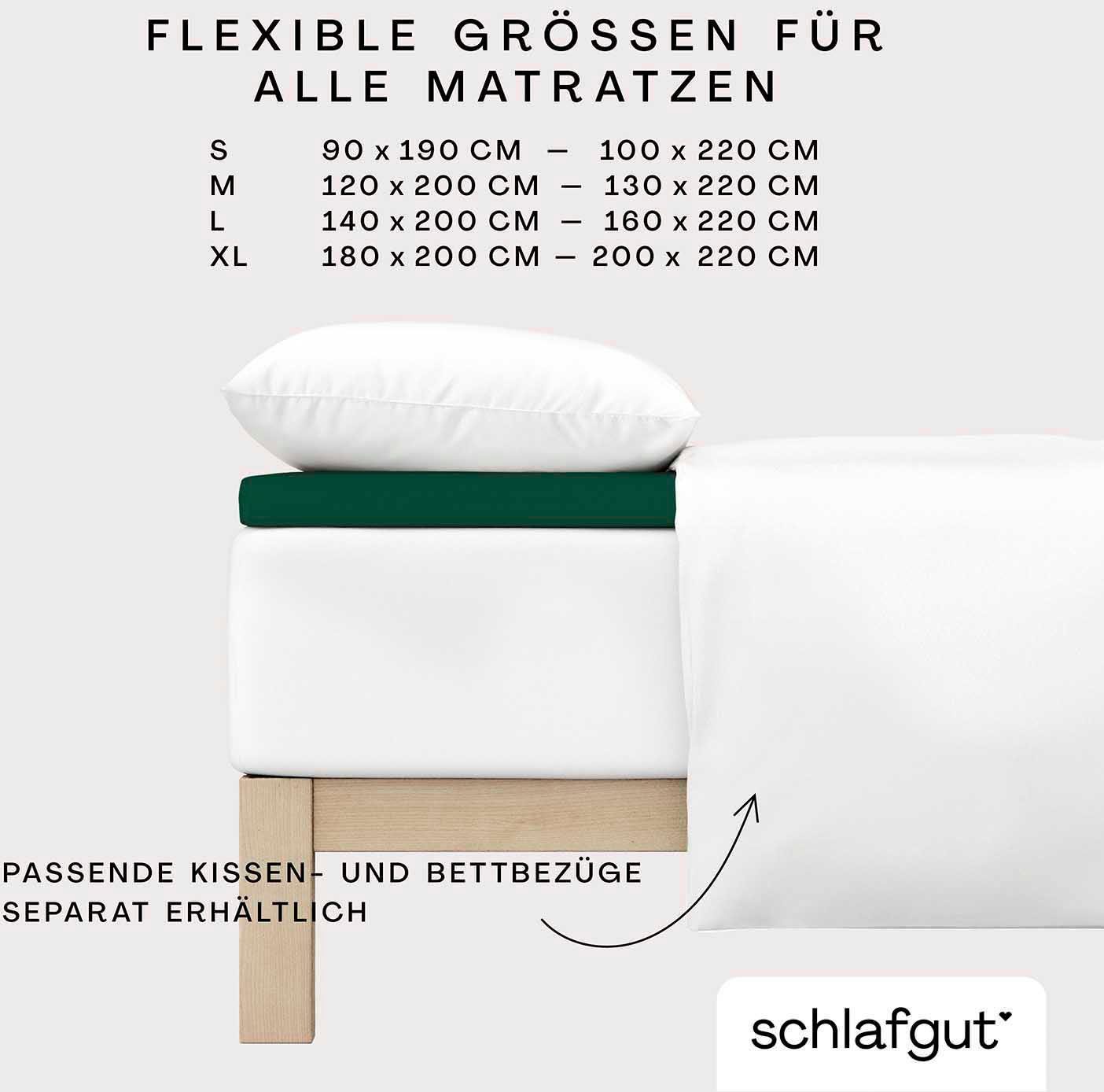 Schlafgut Spannbettlaken PURE TOPPER Bio-Baumwolle mit Elasthan 170 g/m² für Topper bis 10 cm, Jersey-Elasthan, Gummizug: rundum, (1 Stück), PREMIUM Laken für Matratzen bis 10 cm Höhe, dehnbar, blickdicht