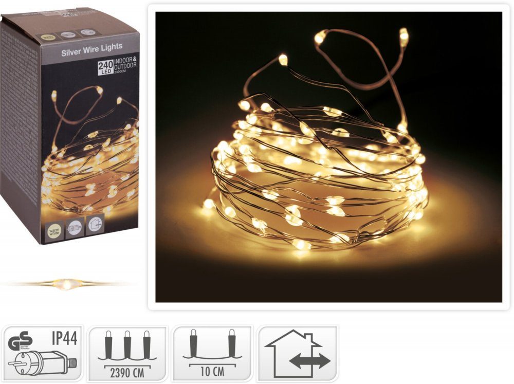 Koopman LED-Lichterkette LED-Draht-Minilichterkette silber, 240 warmweiße LEDs