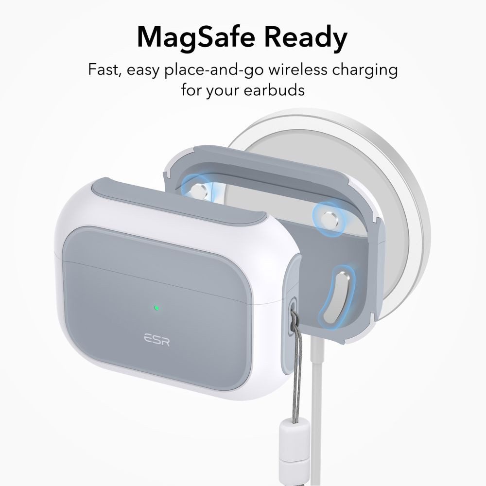 ESR Kopfhörer-Schutzhülle Hybridhülle Umhängeband, MagSafe, Hybridmaterial, LED-Anzeige, Umhängeband