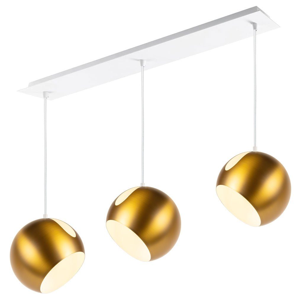 s.luce Pendelleuchte Pendelleuchte Ball 3-flammig mit Deckenschiene Gold