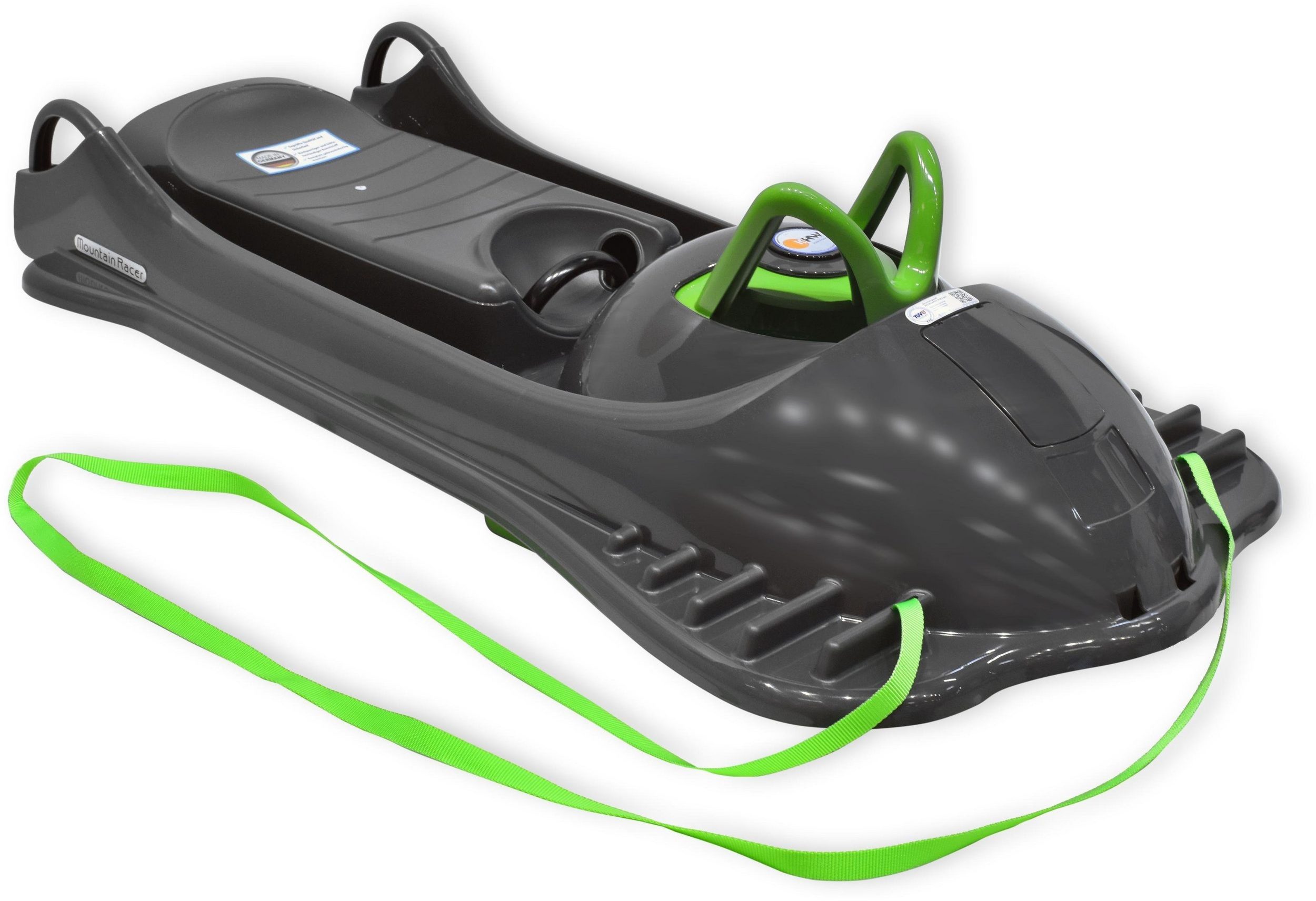 Bob Mountain Racer Rodel, Grau,Schlitten Lenkbob Lenkschlitten Bob