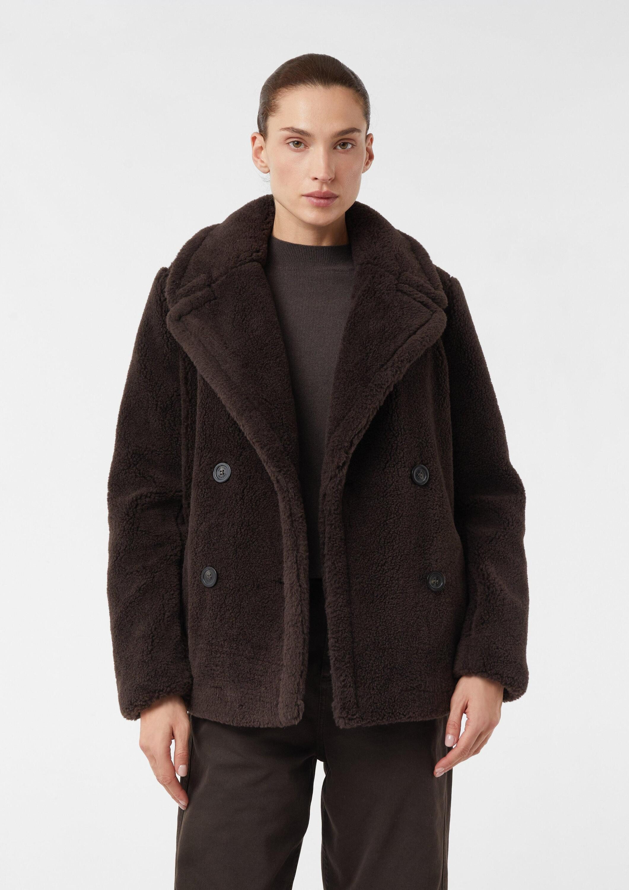 comma Winterjacke Outdoor-Jacke Jacke aus Teddyplüsch