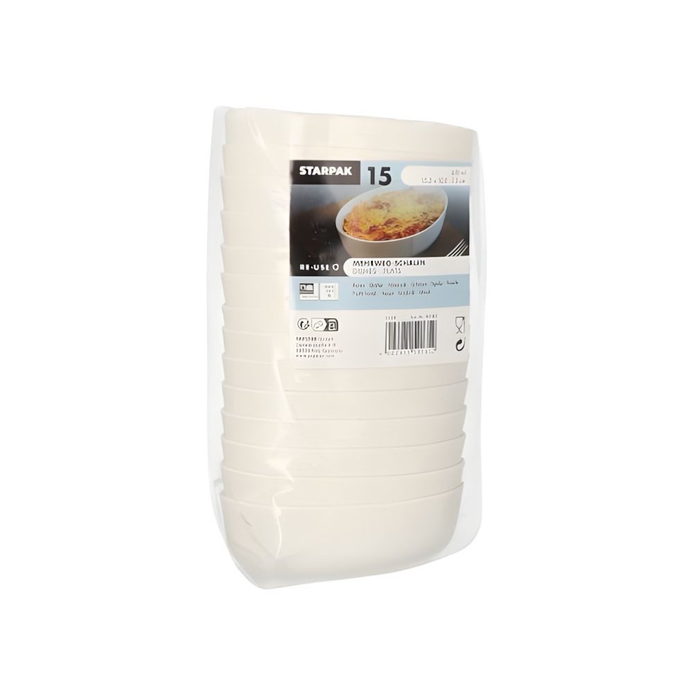 PAPSTAR Schale 15 x Mehrweg-Schalen oval 450 ml 5 cm x 10,5 cm x 15,5 cm weiss Cella, PBT