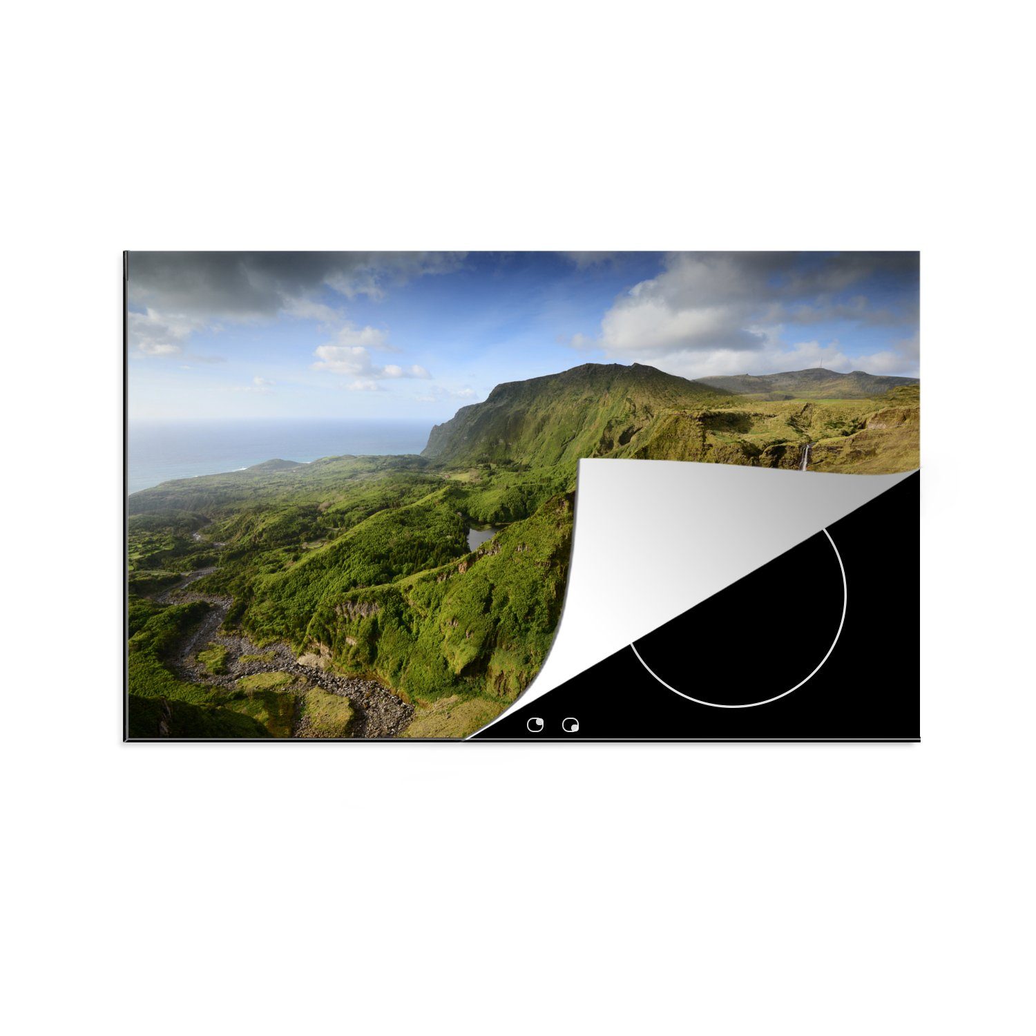 MuchoWow Herdblende-/Abdeckplatte Eine große Felsformation auf den Azoren, Vinyl, (1 tlg), 81x52 cm, Induktionskochfeld Schutz für die küche, Ceranfeldabdeckung