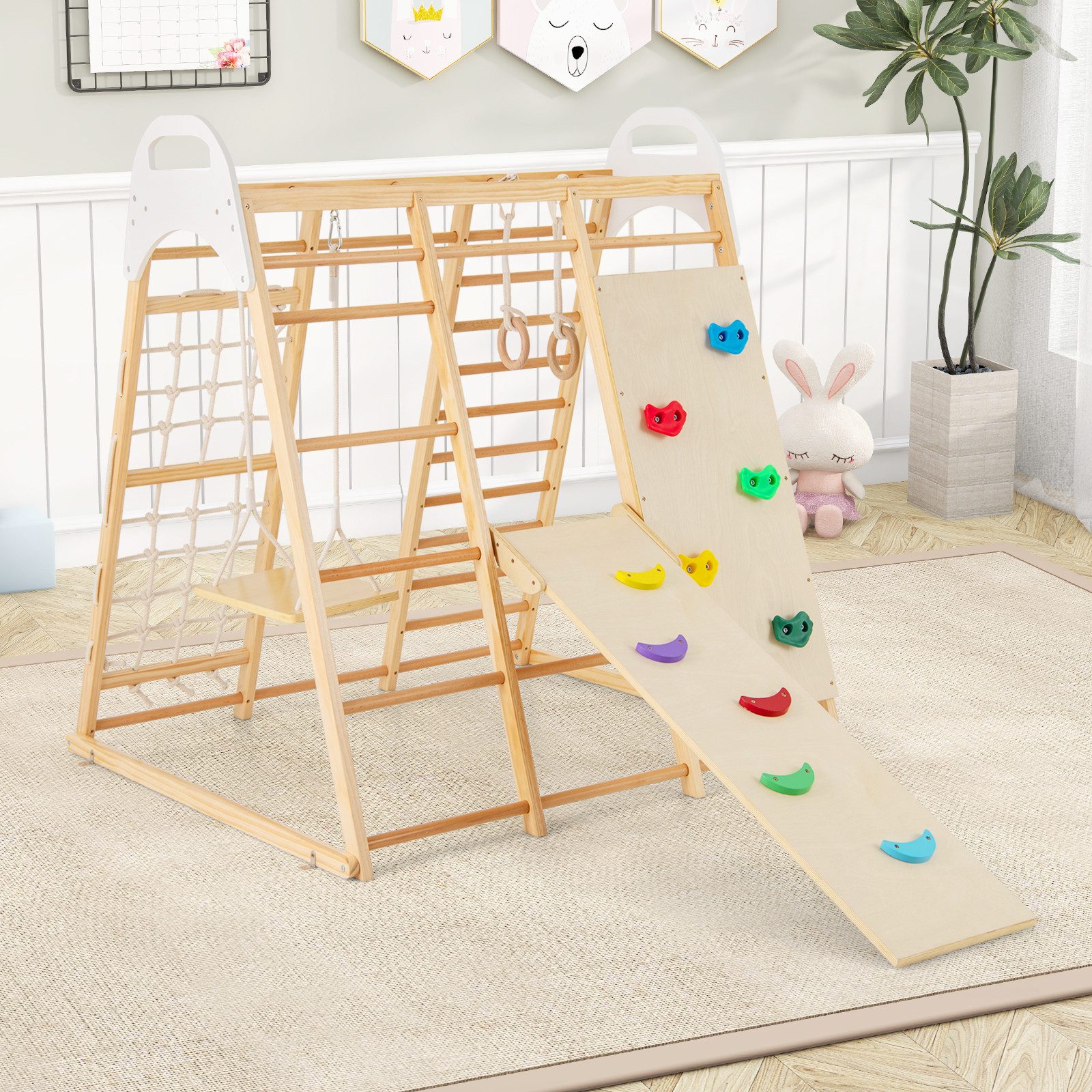 COSTWAY Klettergerüst, (1-St), Spielplatz, Kletterspielzeug, Holz, günstig online kaufen