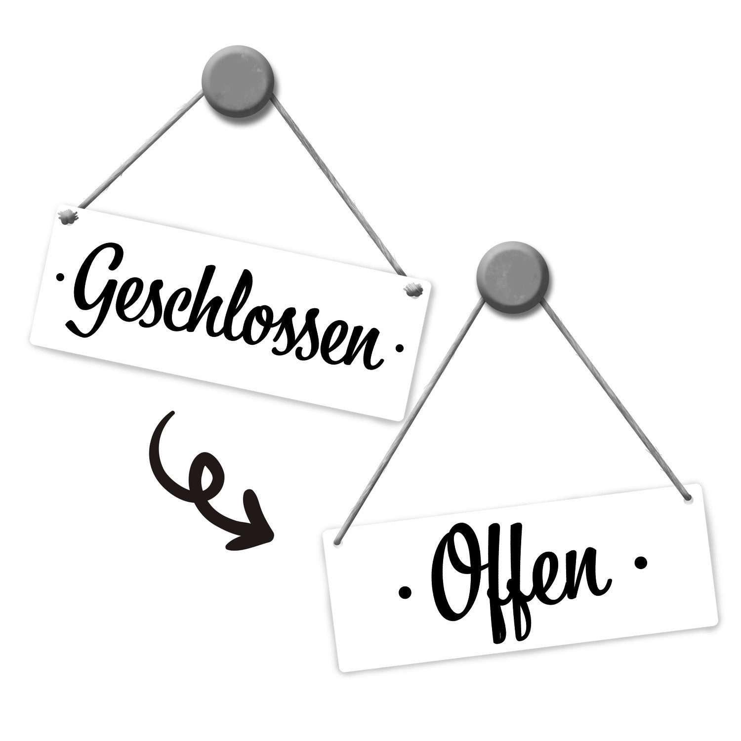 speecheese Metallschild Türe ist offen bzw. geschlossen Wendeschild mit Kordel Schild