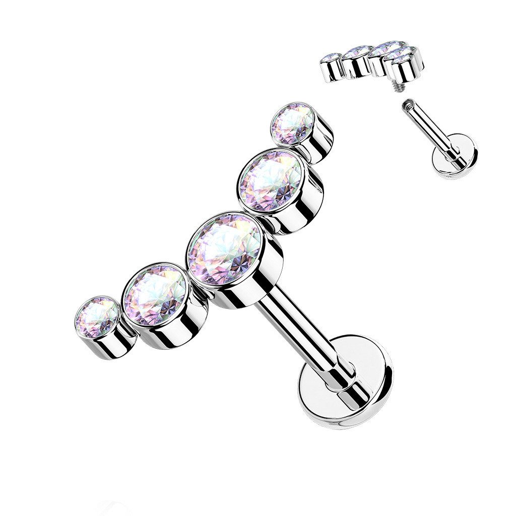 Taffstyle Piercing-Set Piercing Ohr Bogen flach 5 Kristalle Silber Rainbow günstig online kaufen