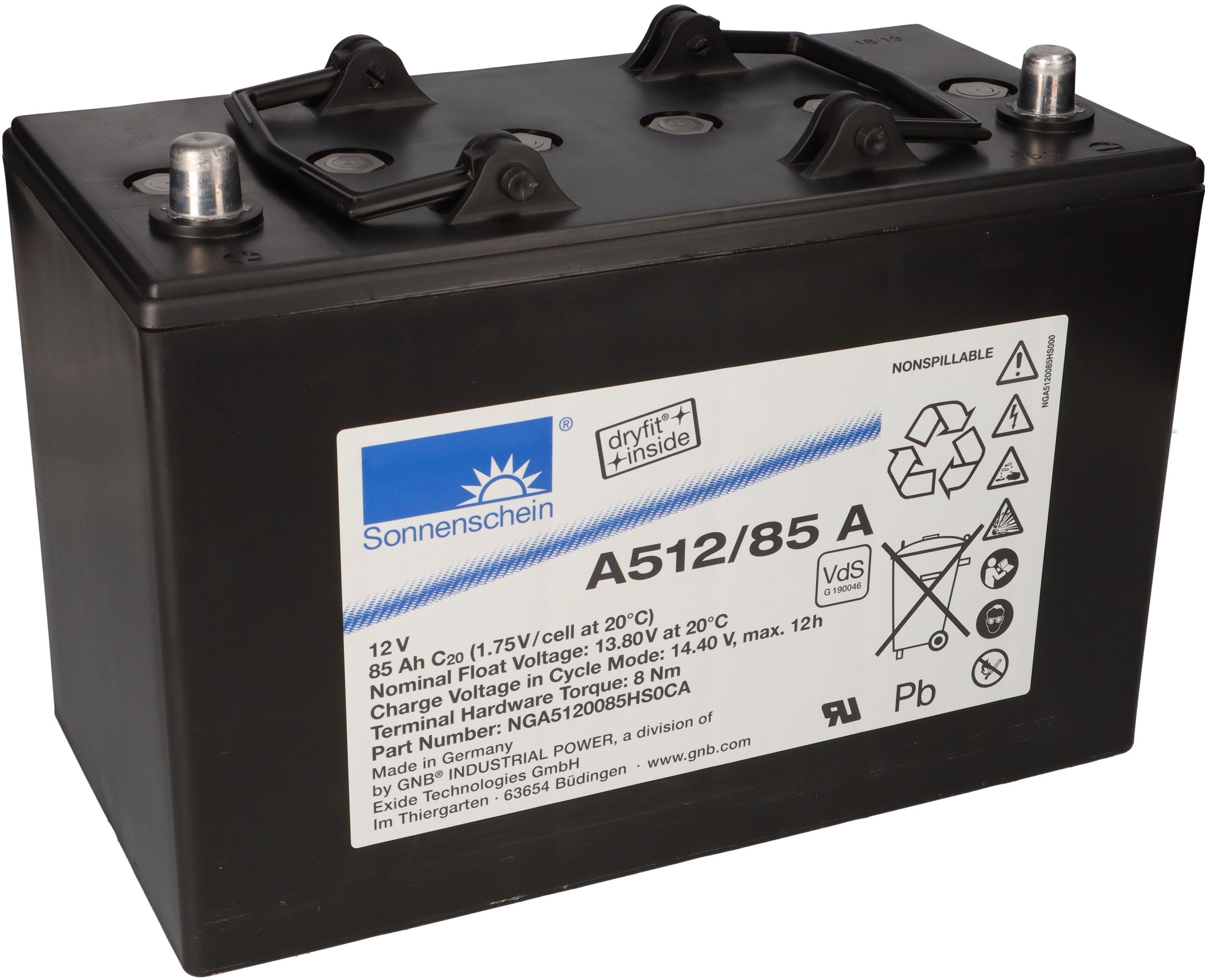 Exide Sonnenschein Bleigel Akku 12V 85Ah Dryfit A512/85A VdS Zulassung Bleiakkus