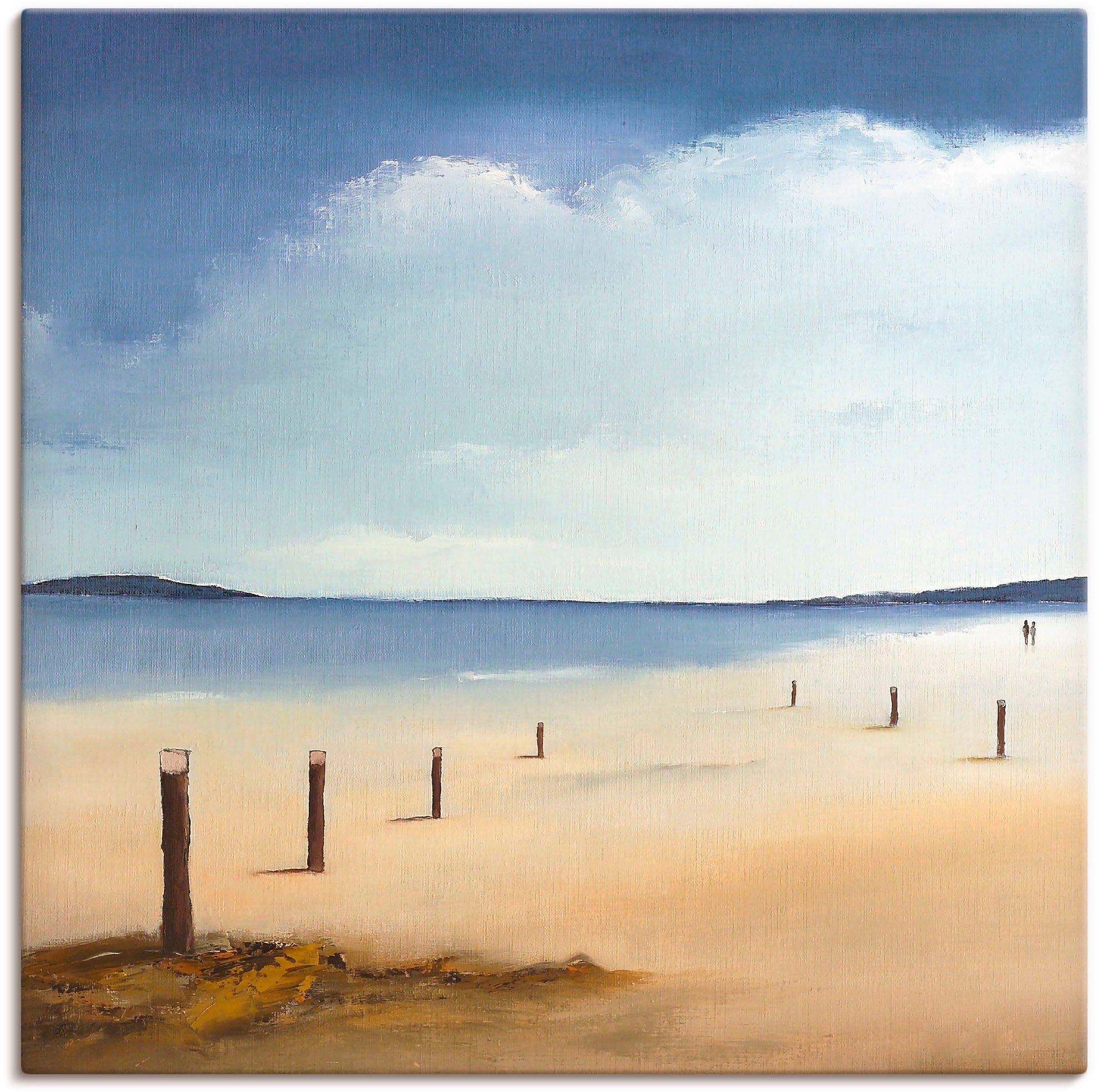 Artland Leinwandbild Am Strand entlang, Strand (1 St), auf Holzrahmen gespannt