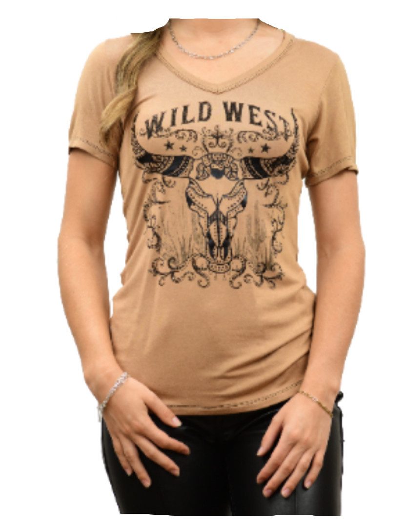 Westernlifestyle T-Shirt Beige Wild West Steer günstig online kaufen