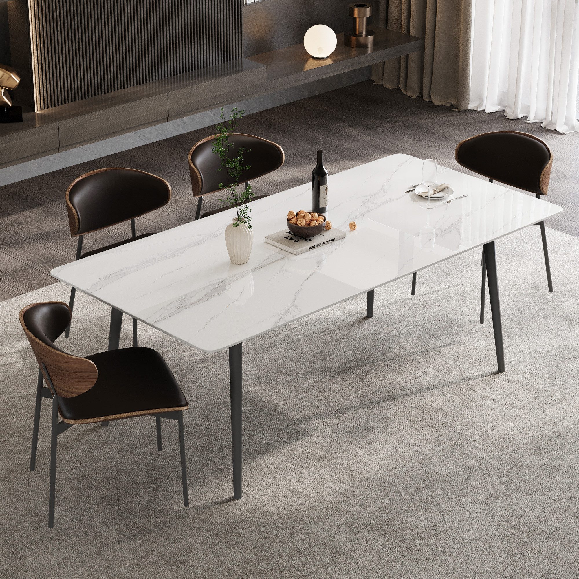 oleyluckidea Esstisch 160cm, Moderner Esszimmer küchentisch, Esszimmertisch Weiß (ein Esstisch), Breite 120/160 cm