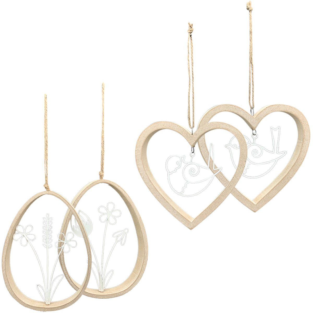 matches21 HOME & HOBBY Dekohänger Fensterdeko hängende Frühlingsdeko Herz Holz 2er Set (2 St)