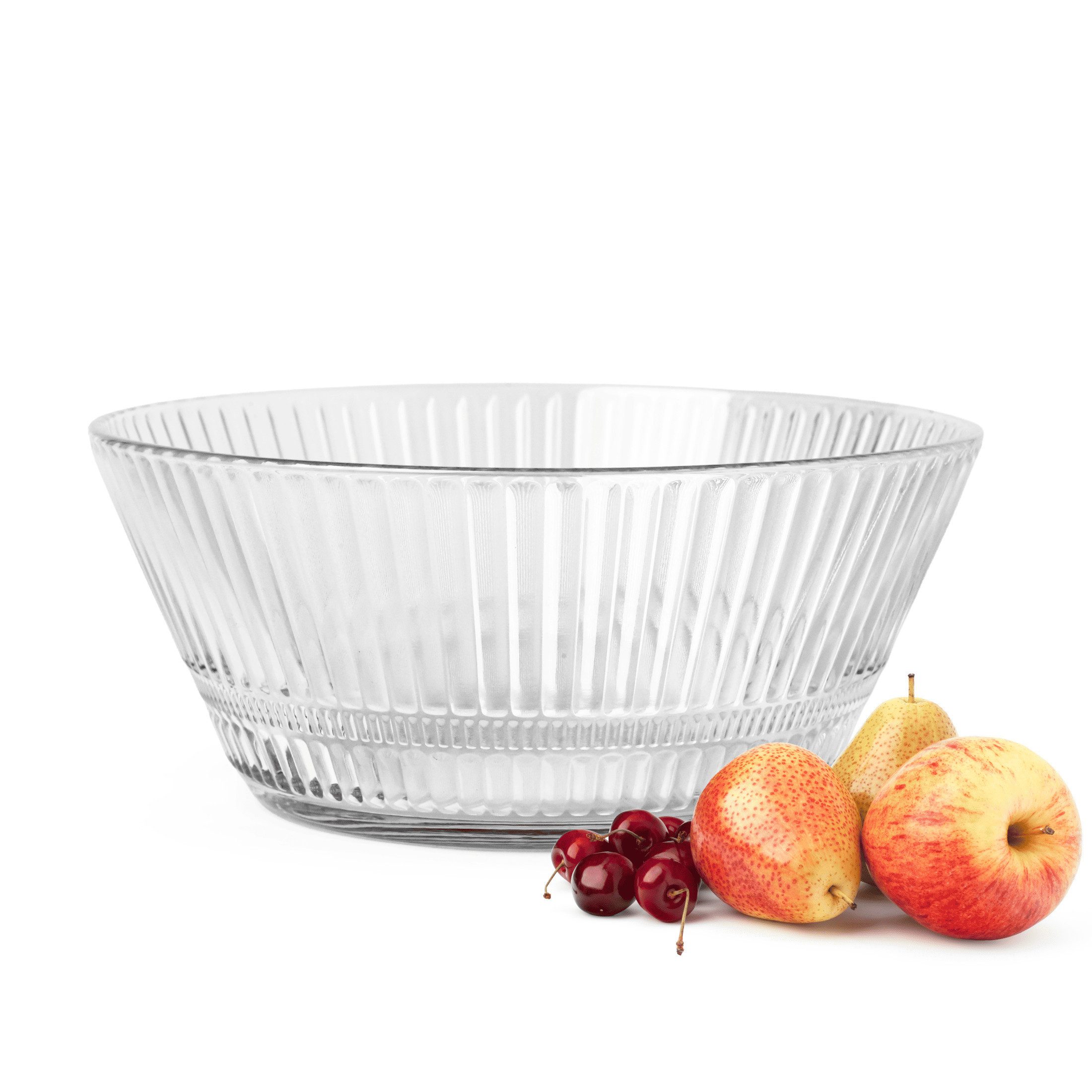 Sendez Schale 2,1 L groß Salatschüssel Obstschale Servierschale 22 cm geriffelt, Glas, (1-tlg), Relief