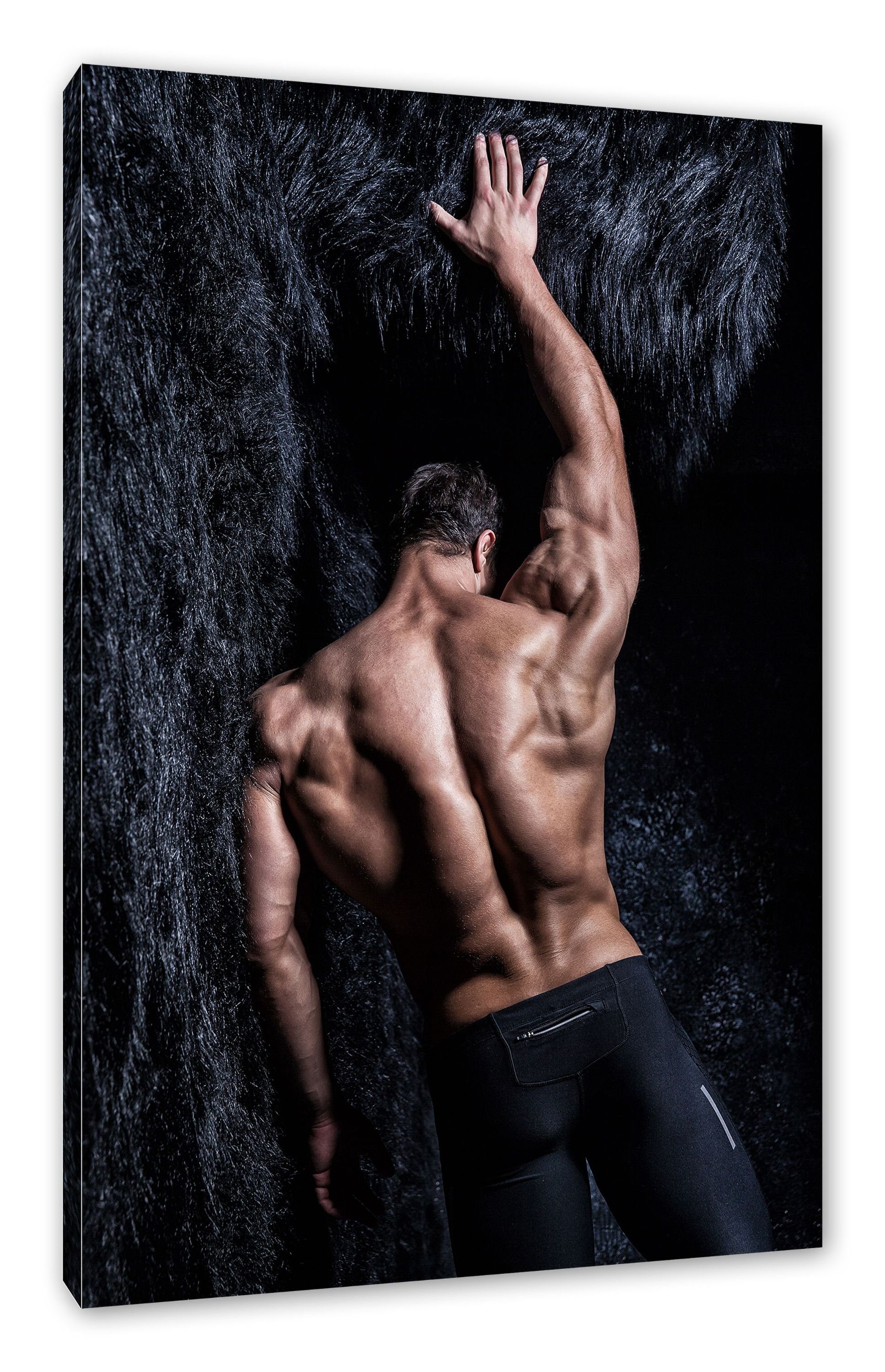 Pixxprint Leinwandbild Muskulöser sexy Mann, Muskulöser sexy Mann (1 St), Leinwandbild fertig bespannt, inkl. Zackenaufhänger | Leinwandbilder