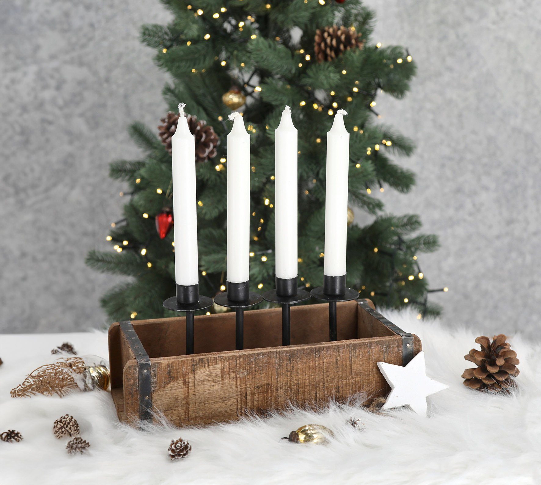 Spetebo Kerzenständer Ziegelform Adventsleuchter 30 cm für 4 Stabkerzen (pa günstig online kaufen