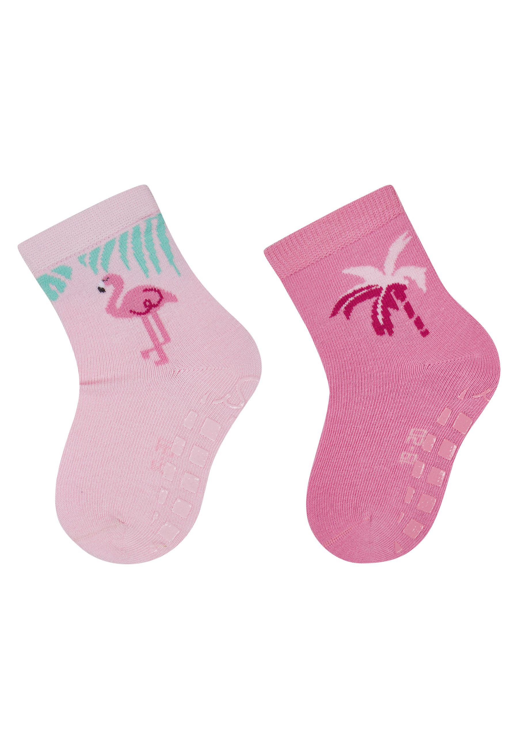 Sterntaler® ABS-Socken ABS Socken 2er-Pack Flamingo (2-Paar, 2er-Pack) ABS Socken 2erPack, Flamingo & Palme, rutschfest, weich & atmungsaktiv