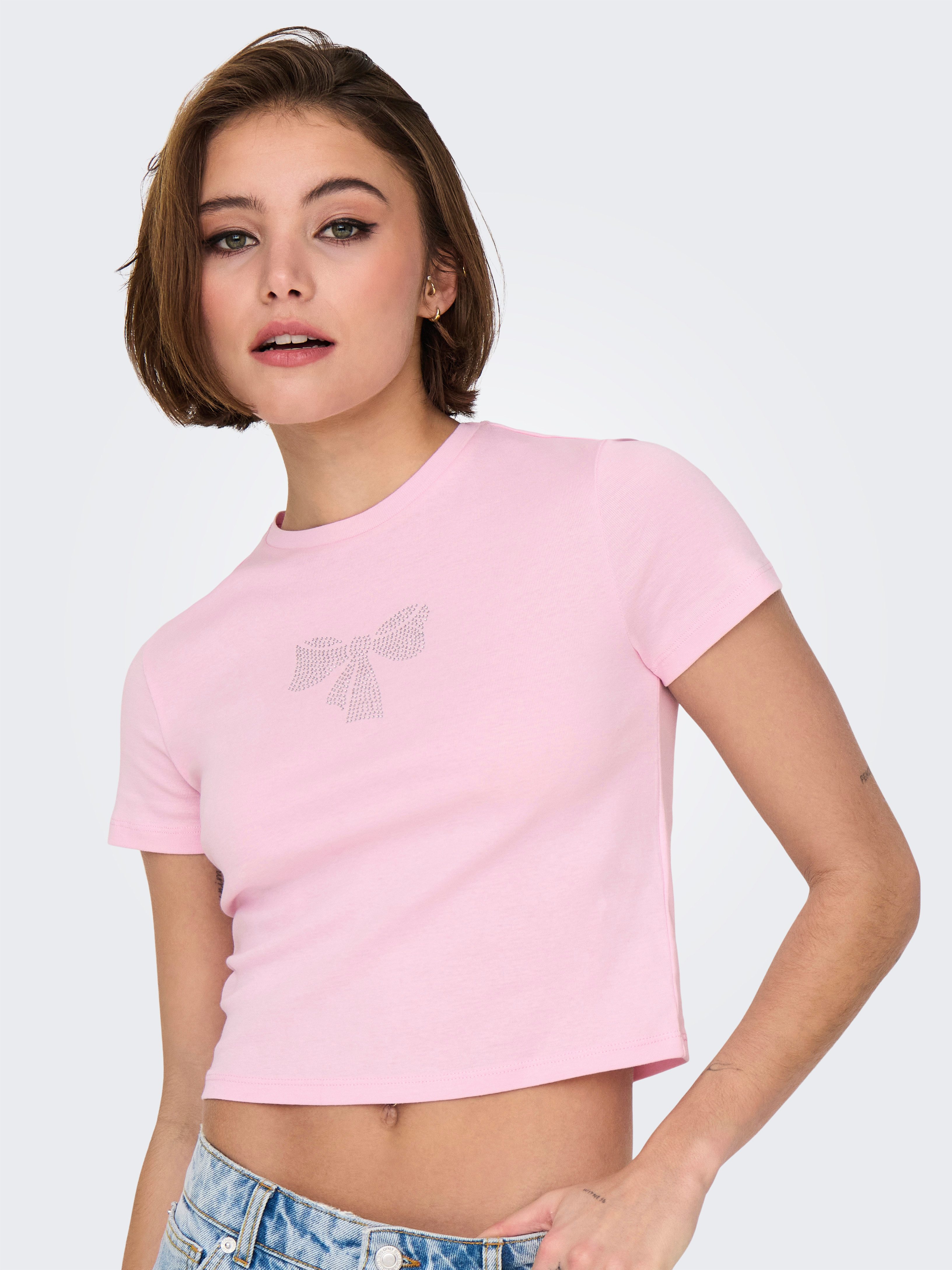 ONLY Kurzarmshirt ONLKIRA S/S BLING O-NECK SHORT TOP JRS günstig online kaufen
