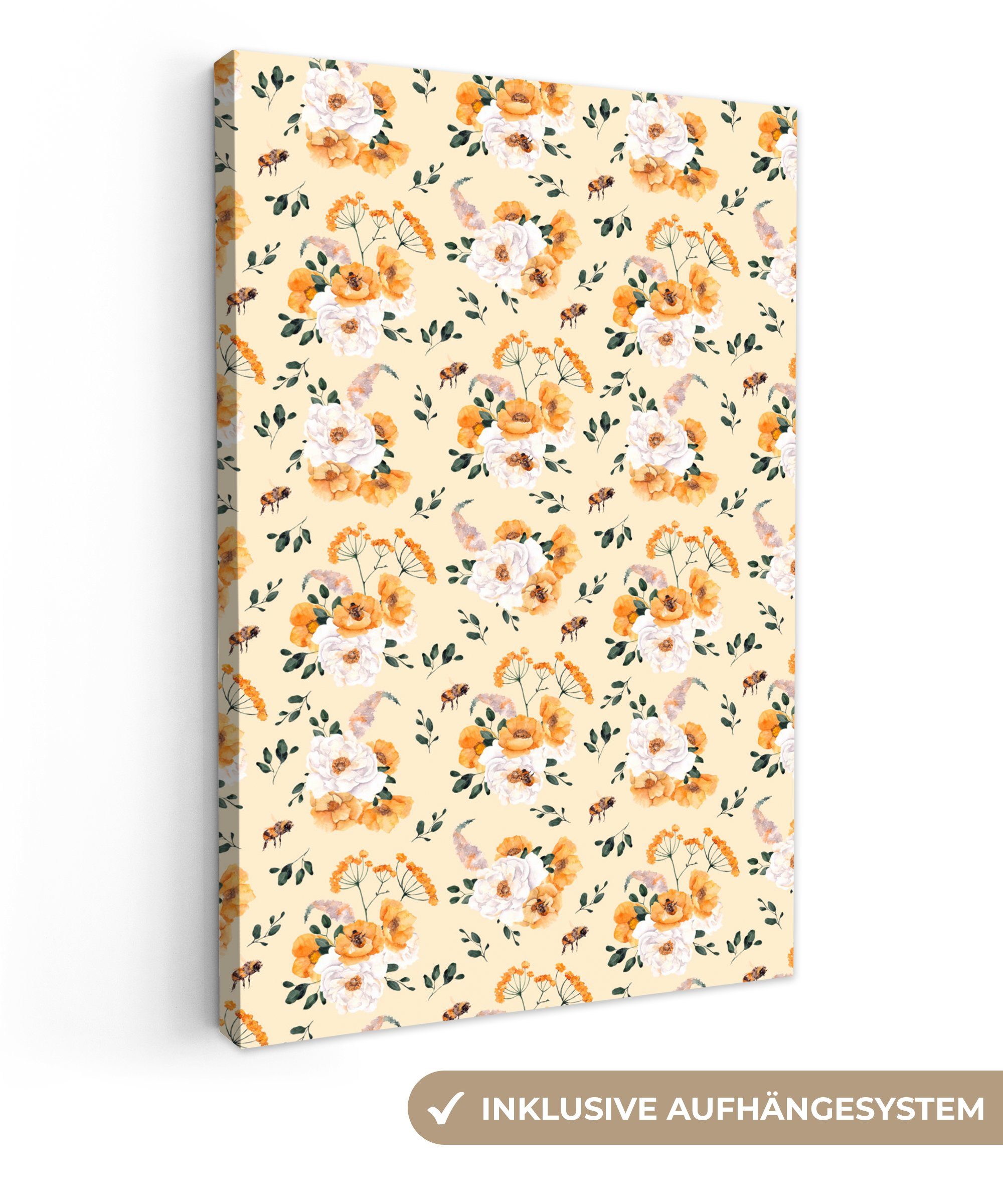OneMillionCanvasses® Leinwandbild Anemone - Blumen - Pastell - Gelb, (1 St), Leinwandbild fertig bespannt inkl. Zackenaufhänger, Gemälde, 20x30 cm