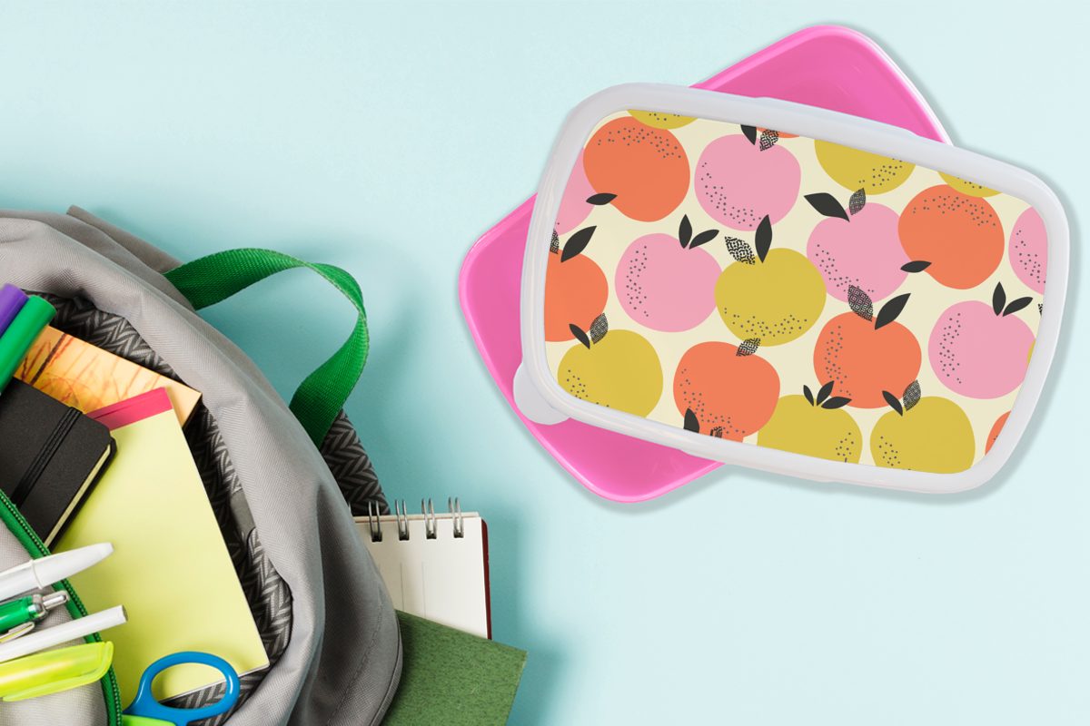 Sommer Erwachsene, (2-tlg), - Mädchen, Kunststoff, Kinder, Brotdose Snackbox, Muster, - Brotbox Kunststoff rosa Orange für MuchoWow Lunchbox