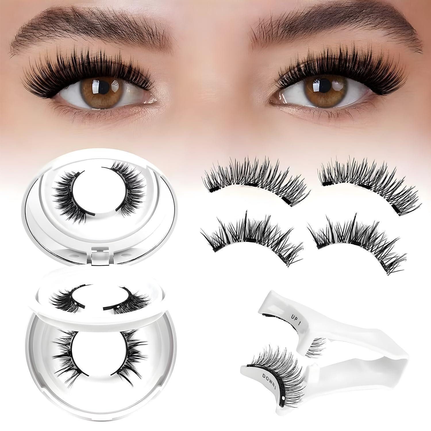 LuxusKollektion Magnetwimpern Magnetische Wimpern Set mit Spiegel 2 Paar