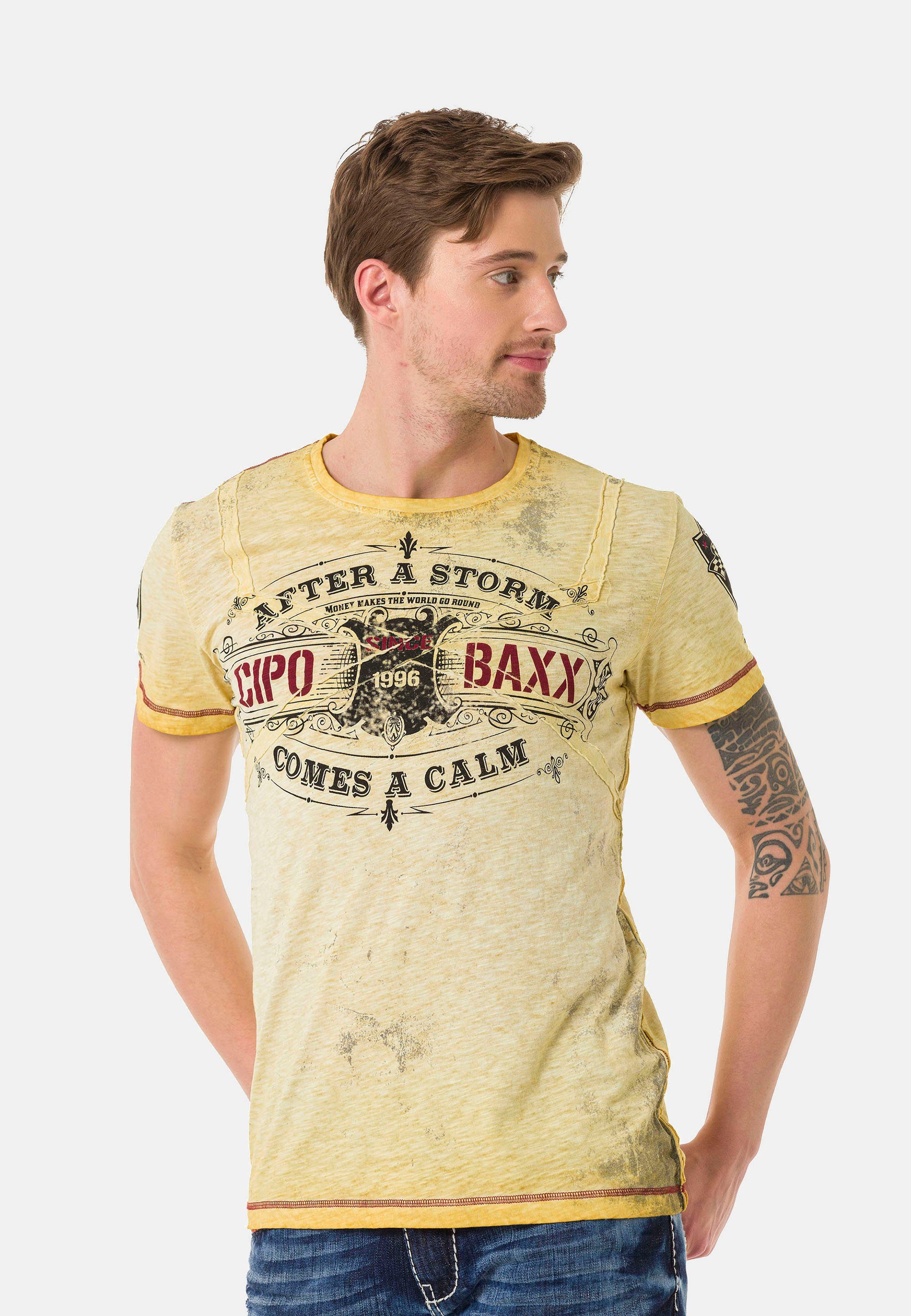 gelb & T-Shirt Baxx Cipo im VintageLook