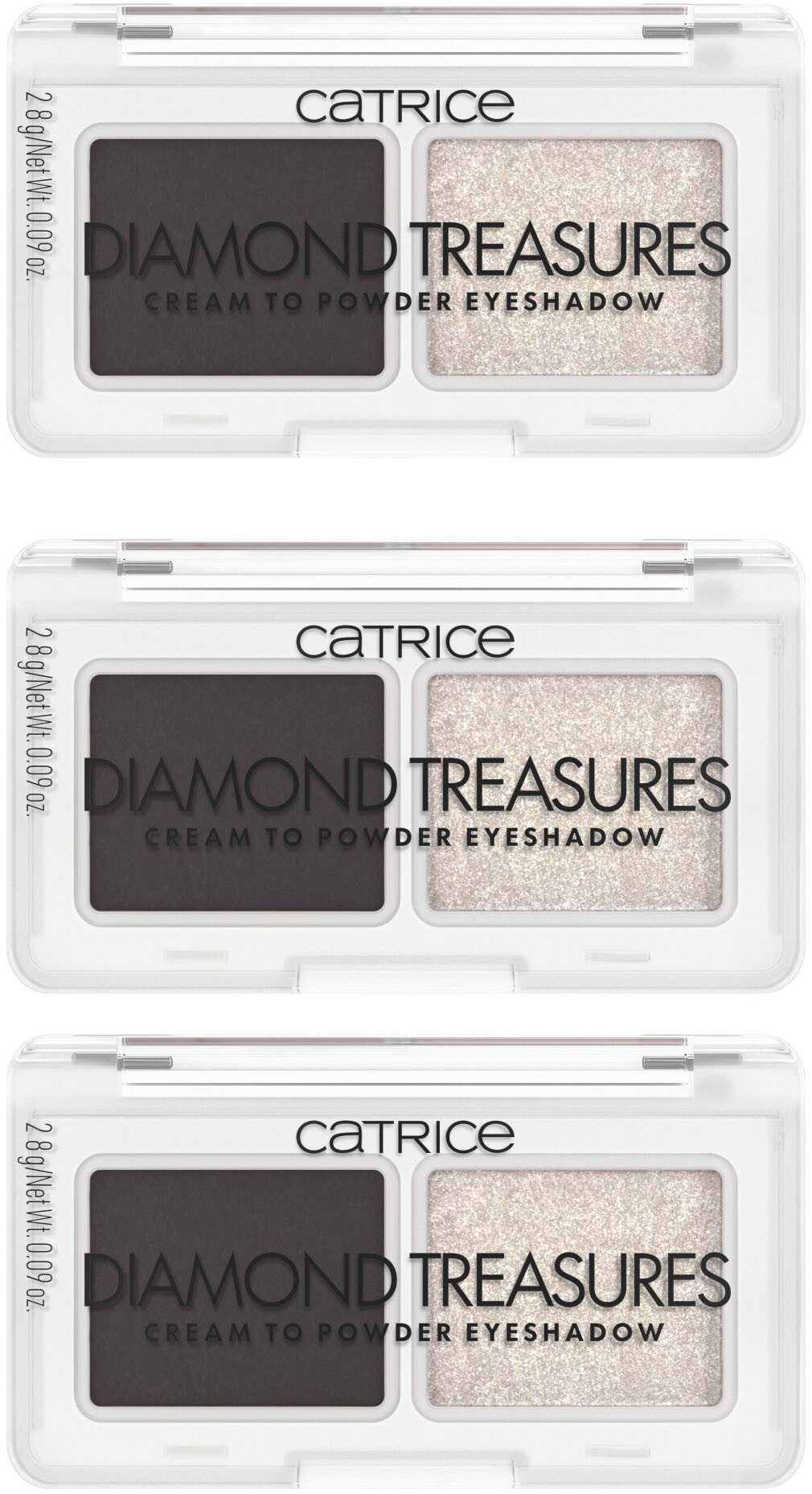 Catrice Тени для век-Palette Diamond Treasures Cream to Powder Eyeshadow, 3-tlg., Seidige Textur für müheloses Verblenden und makellosen Halt