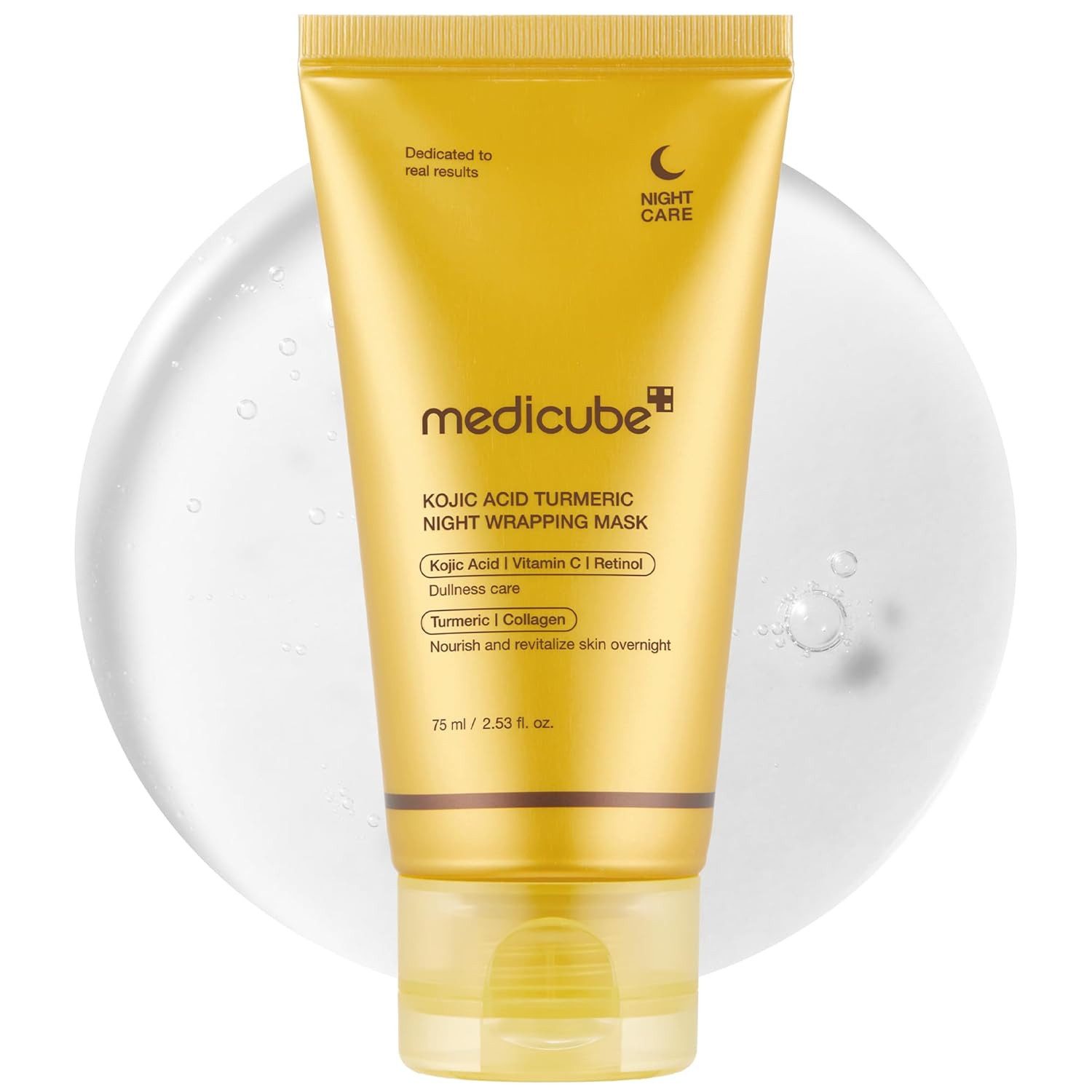 Medicube Gesichtsmaske Turmeric Night Wrapping Peel Off Mask – mit Kojic Acid & Collagen für junge Haut – 8h intensive Pflege, – Gleichmäßiger Teint & jugendlicher Glow