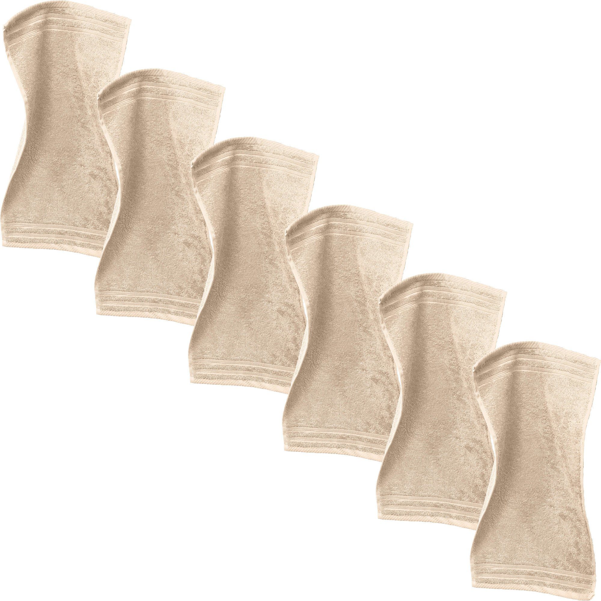 Erwin Müller Gästehandtuch Gästetuch "Heidelberg" 6er-Pack, Frottier, Walk-Frottier Uni