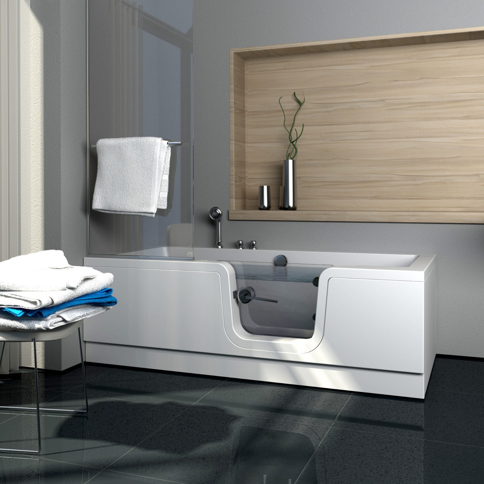 Dusche-24 Badewanne Badewanne mit Tür 170x80 cm PUERTA