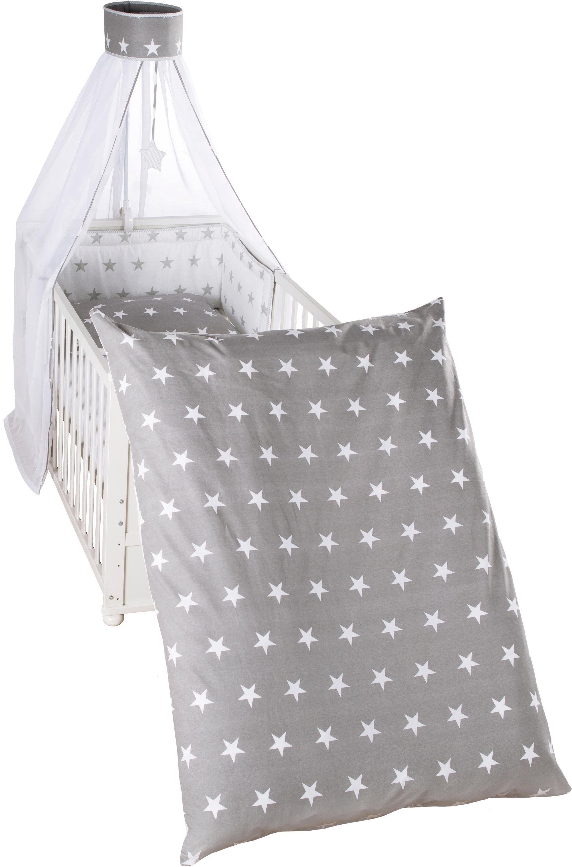 roba® Himmelbettgarnitur Little Stars, wendbar, 4-tlg., mit Bettwäsche, Nestchen und Himmel