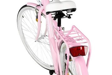 MILORD BIKES Cityrad Milord City Fahrrad Weidenkorb Damenfahrrad, 28/26 Zoll, Rosa, 3-Gang, 3 Gang, Nabenschaltung