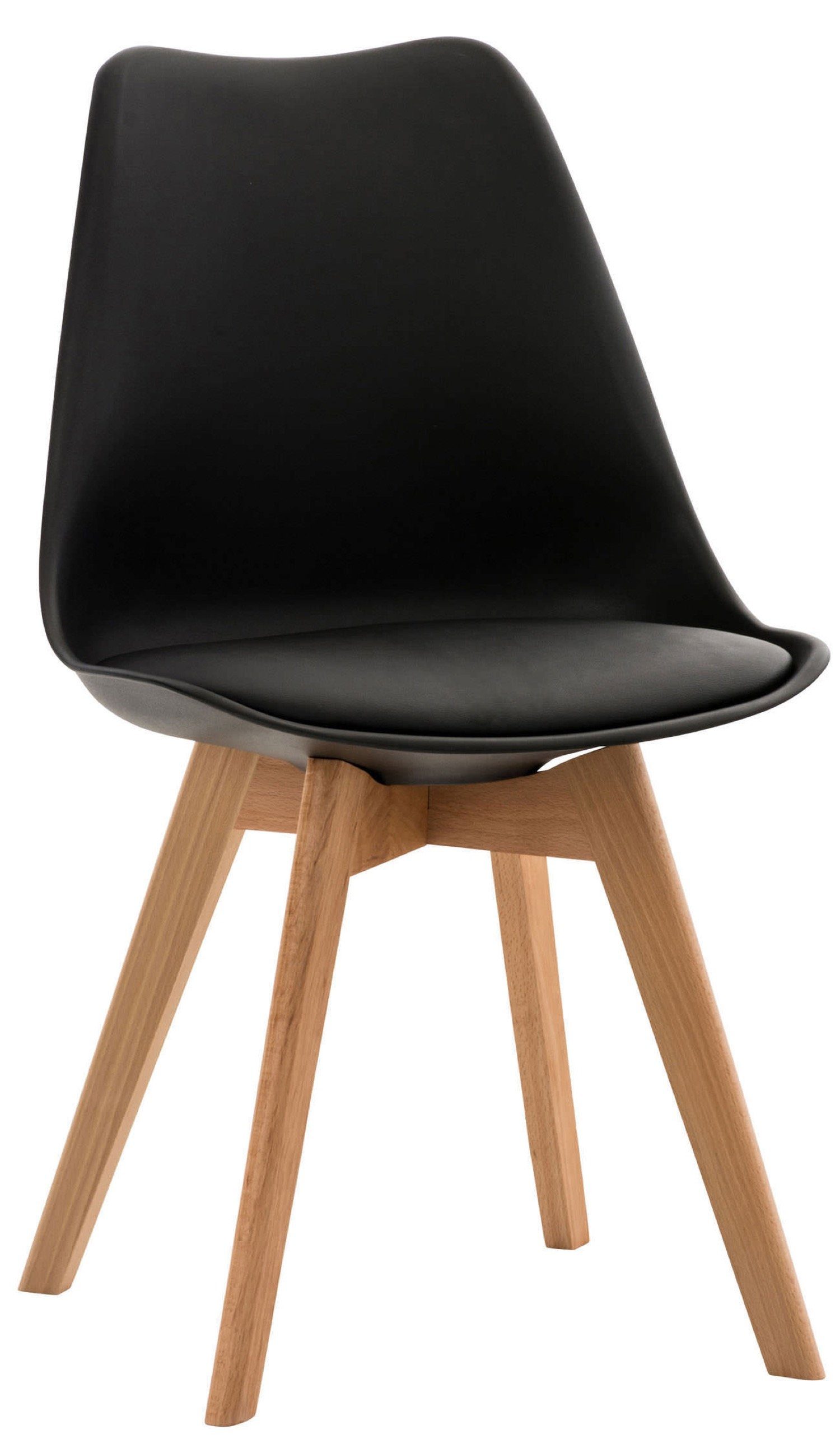 TPFLiving Esszimmerstuhl Lines - Besucherstuhl mit Kunstlederbezug (Küchenstuhl - Gestell Buchenholz natura), Maße (TxBxH): 50 x 49 x 83cm - Farbe: schwarz | Stühle