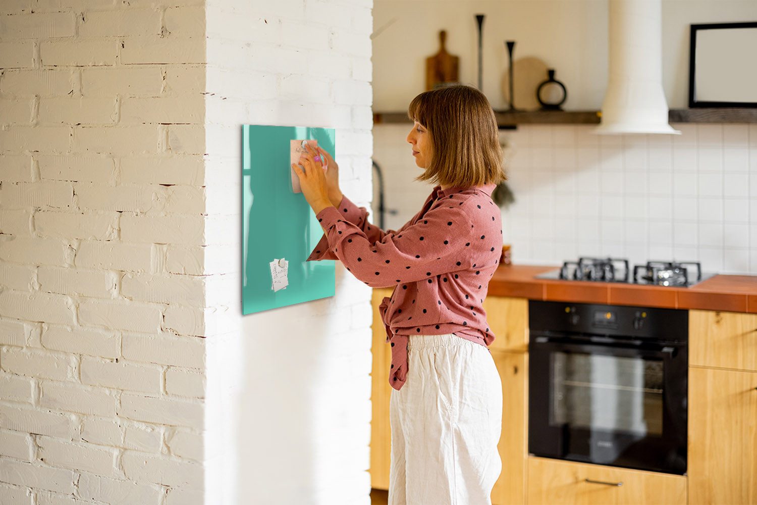 Tulup Magnettafel Memoboard aus Glas Notiztafel mit 5 Magneten, Marker und Schwamm