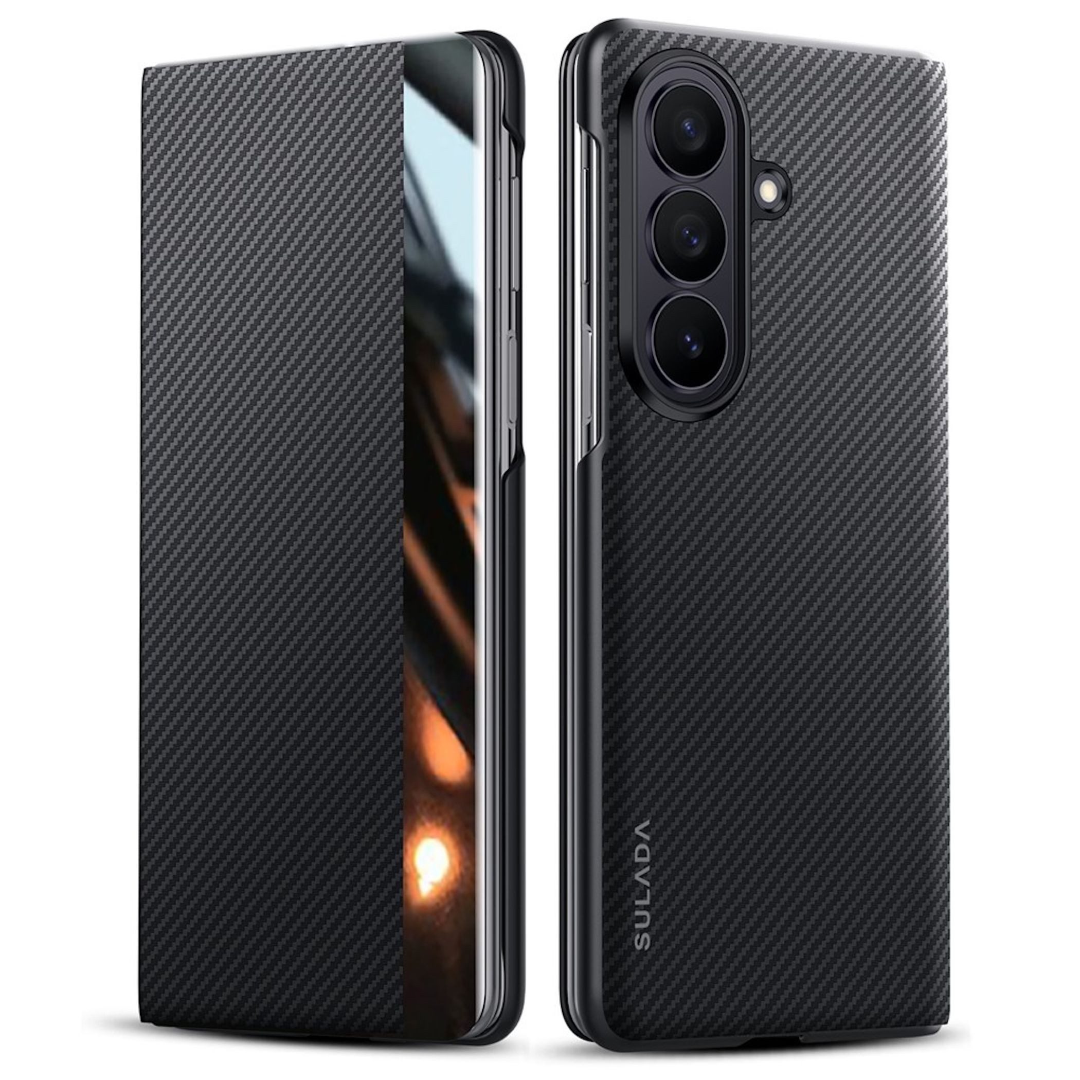 Wigento Handyhülle SULADA Smart View für Samsung Galaxy Z Fold8 Ultra Magnetisch Carbon 8,00 Zoll, View Window, Auto Wake Sleep, magnetische Kompatibilität