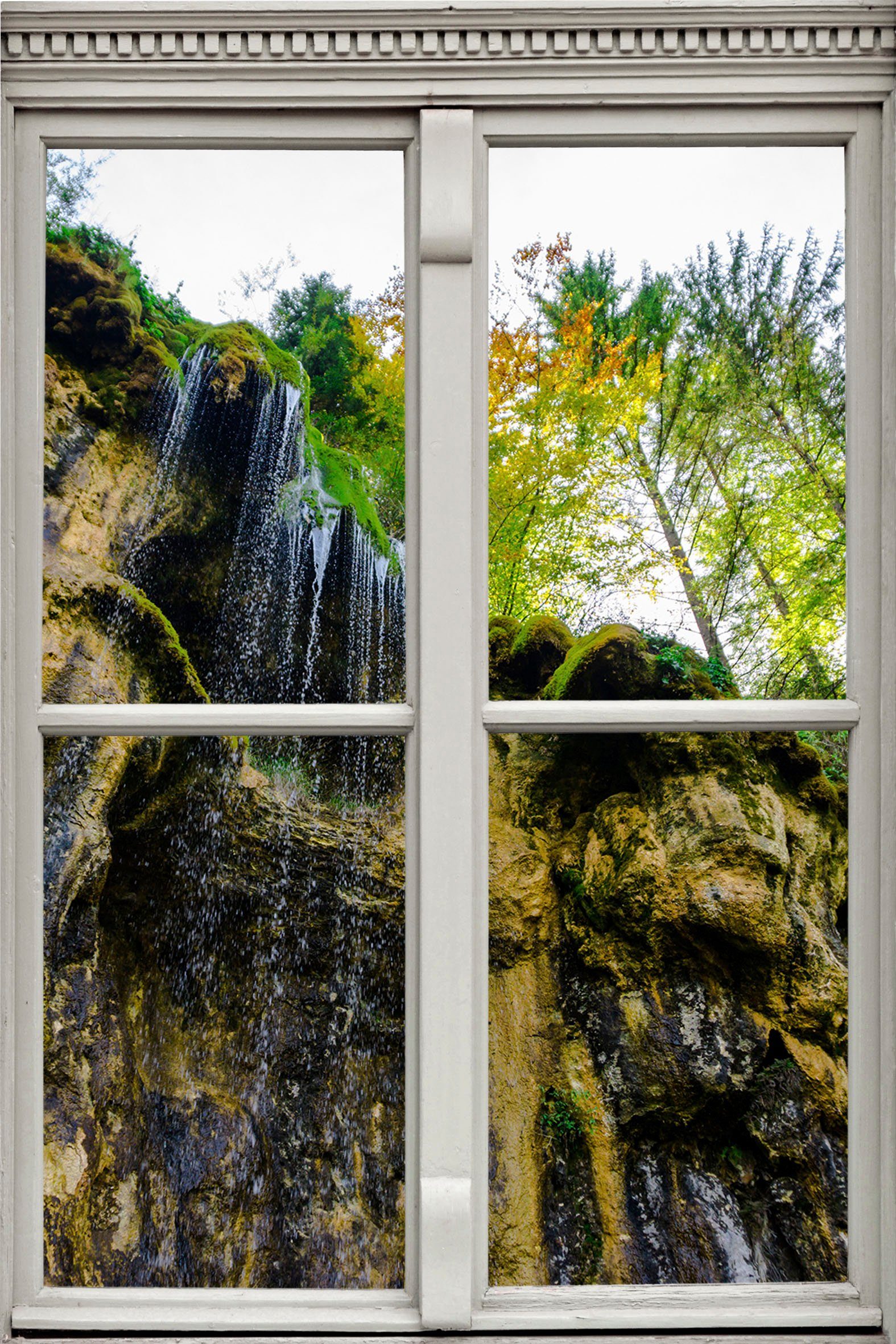 queence Wandsticker Felswand, Wandsticker, Wandbild, selbstklebend, 3D, Fenster