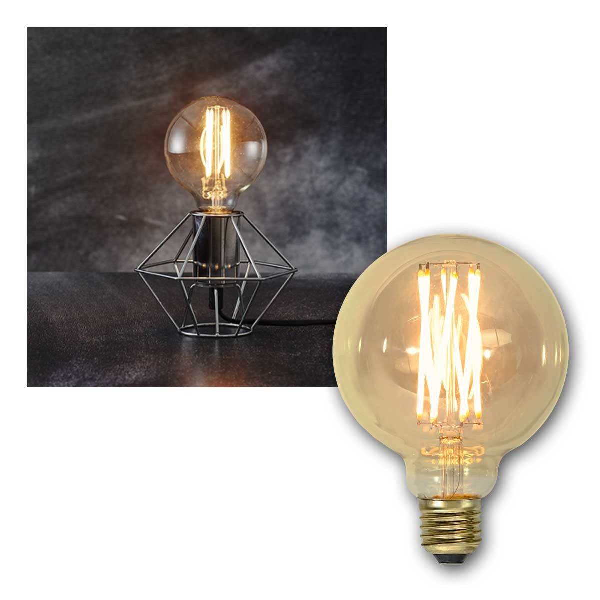 STAR TRADING LED-Leuchtmittel E27 LED Birne VINTAGE Filament Kugel Ø95mm 240lm, goldenweiß,warmweiß