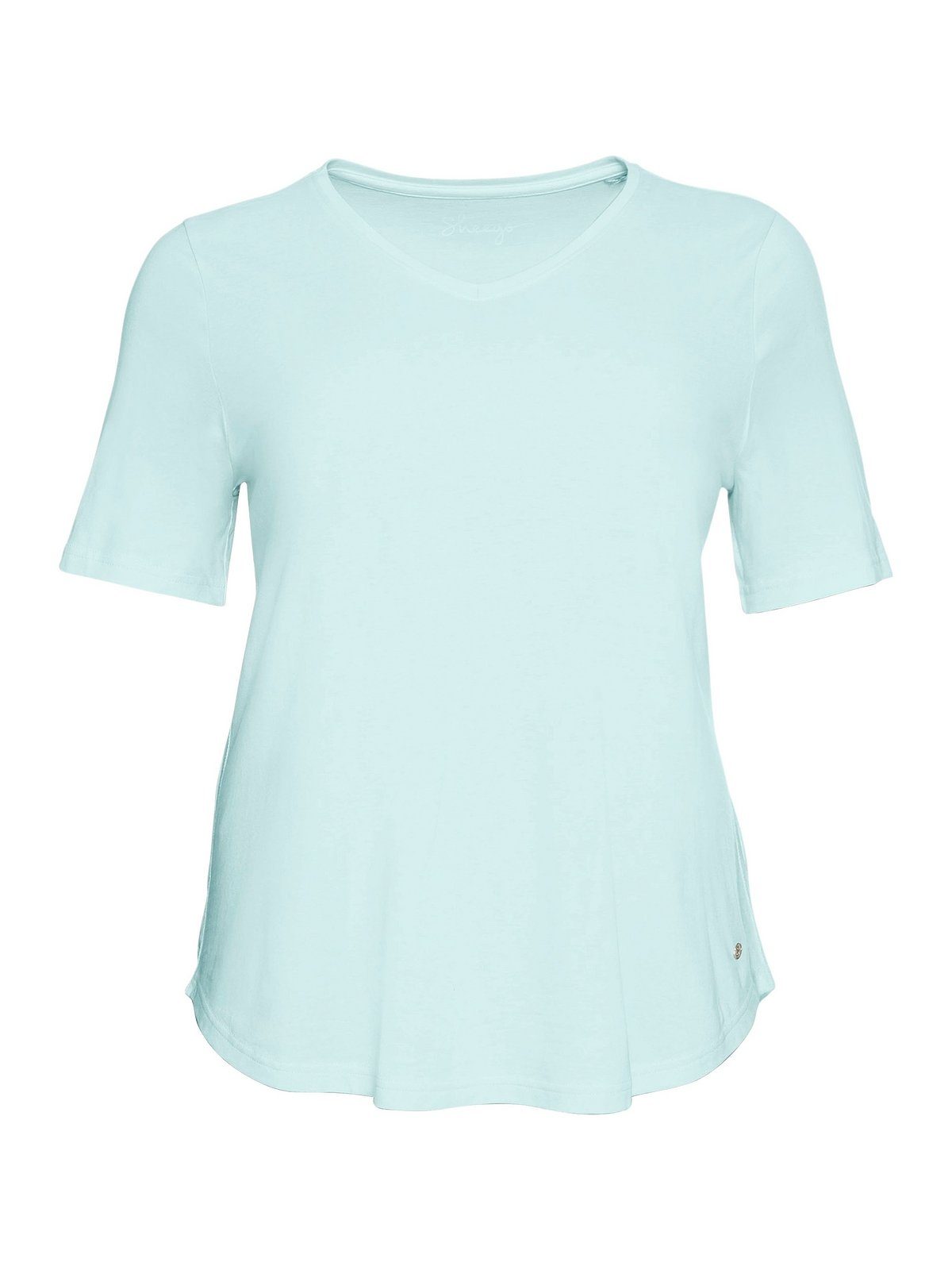Sheego T-Shirt Große Größen verlängertem und Saum mit Kurzarm gerundetem