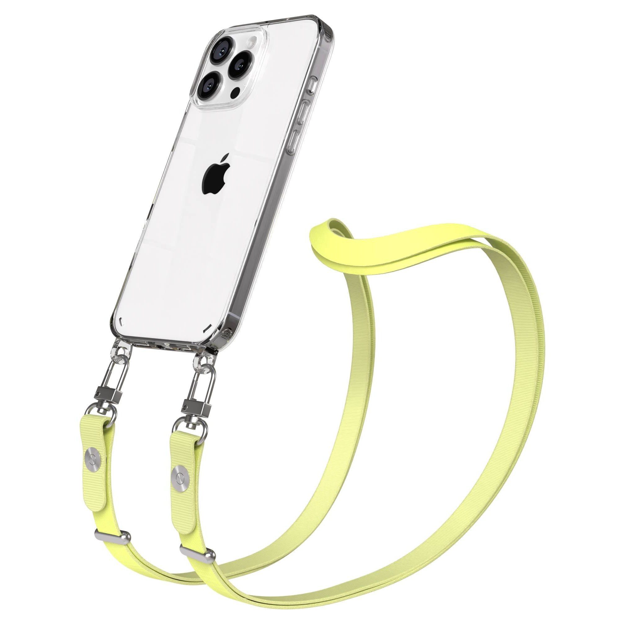 EAZY CASE Handykette für Apple iPhone 16 Pro Max Handyhülle mit Handyband magnetisch, Umhängeband fürs Handy in Gelb mit Magnetband bis 1,90 m