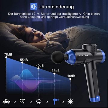 milcea Massagepistole Pro, 8-tlg., 30 Geschwindigkeiten 8 Massageköpfen LED-Anzeige-Touchscreen