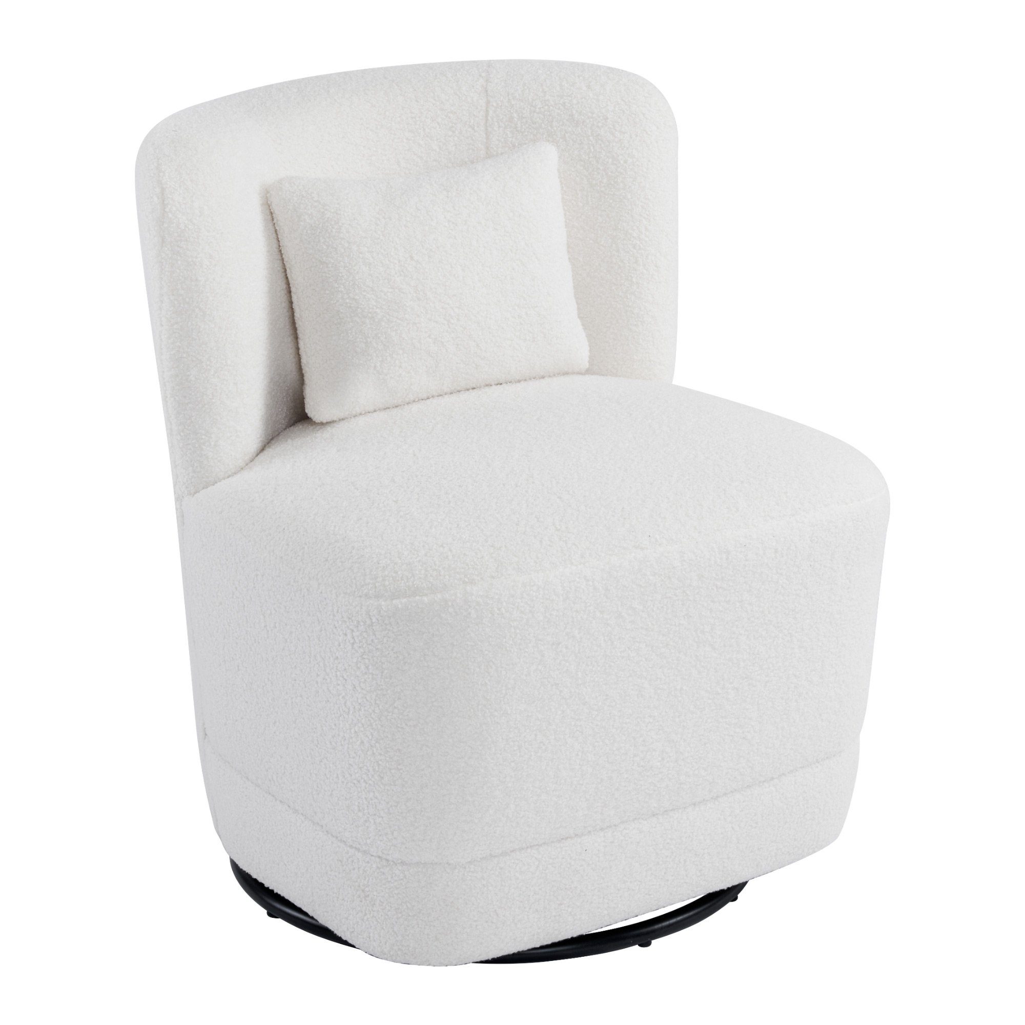BlingBin Drehstuhl 360° drehbarer Freizeitstuhl 1 Weiß | Weiß St), (1er Set, mit Kissen Weiß Teddysamtsessel Balkondrehsessel | Einzelsofastuhl