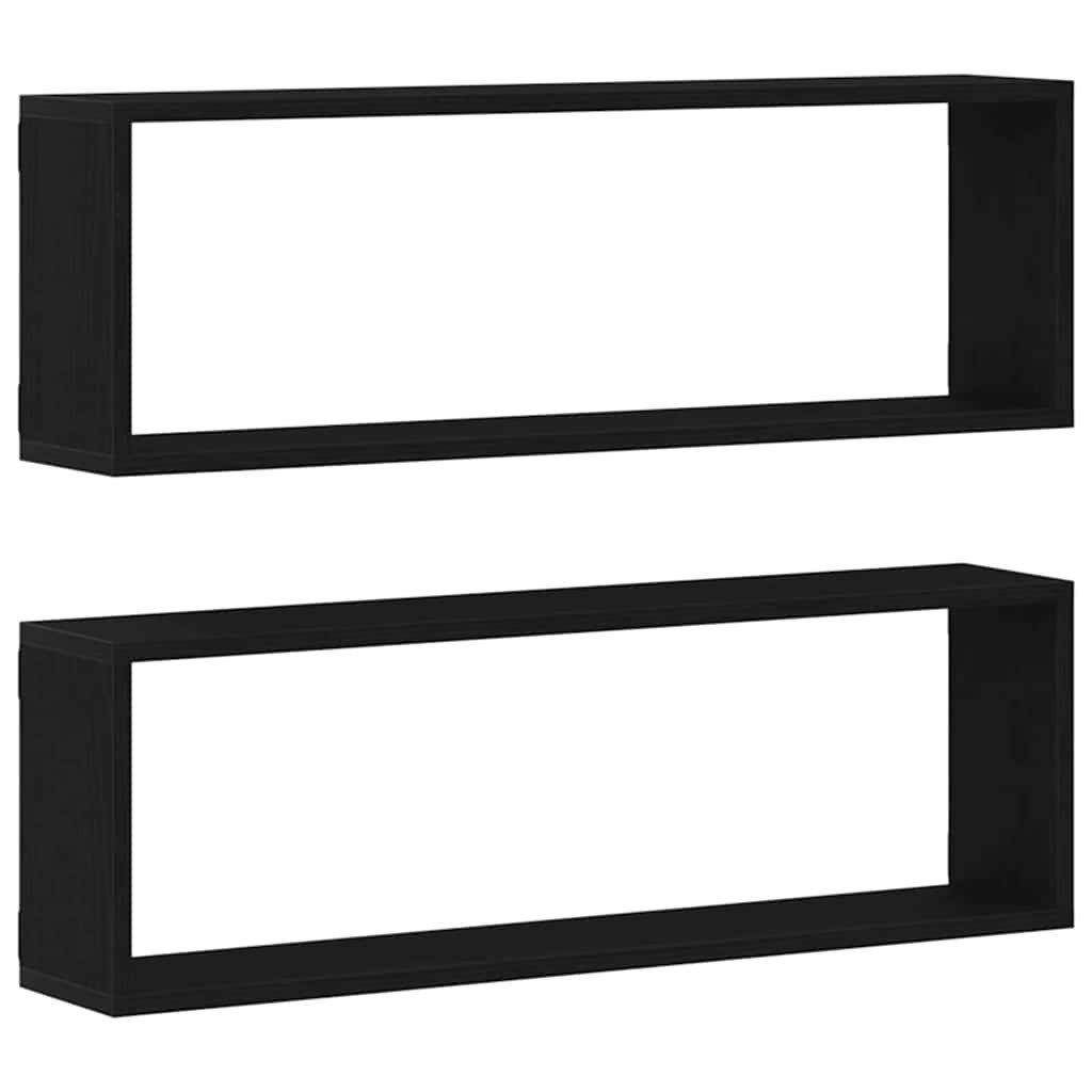 vidaXL Regal Wandregale 2 stk. Schwarz Eichen-Optik 80 x 15 x 26 cm, 2-tlg.