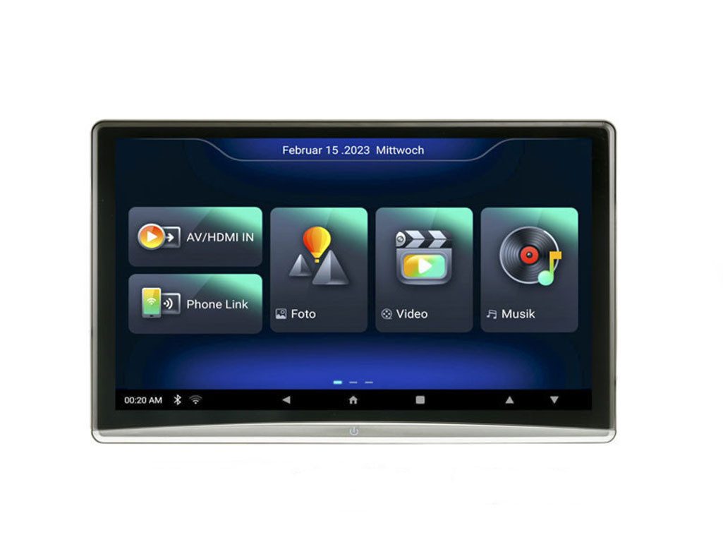 Ampire AMX124, 12.4" RSE-Monitor mit Kopfstützen-Halterung, HDMI In/Out Rückfahrkamera