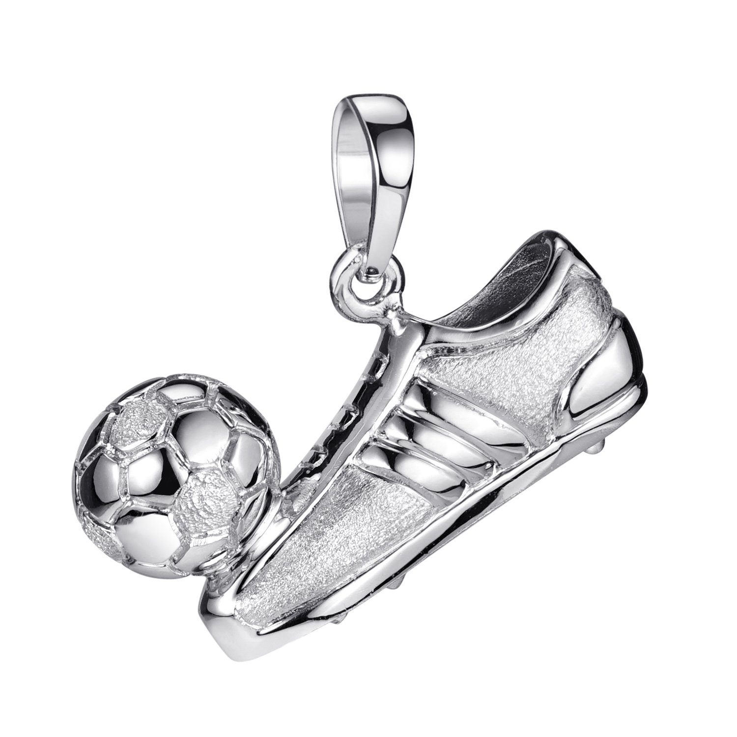 Materia Kettenanhänger Fußball / Fußballschuh mit Ball Silber KA-70, 925 Sterling Silber, rhodiniert