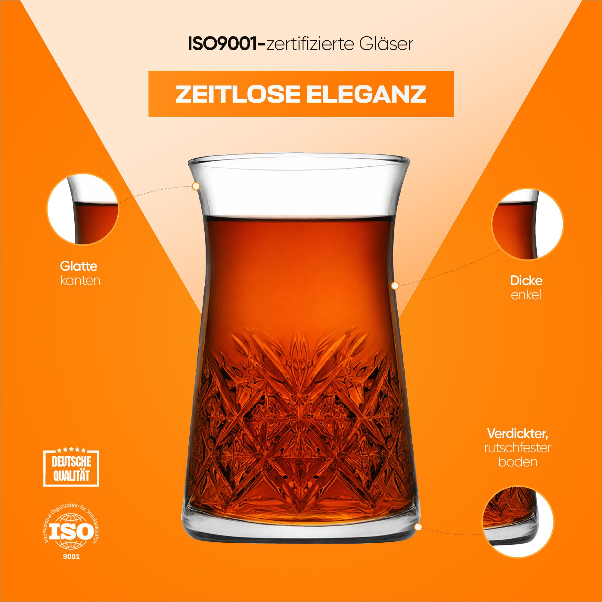 Pasabahce Gläser-Set Timeless Teegläser-Set, 12-tlg., Glas, 12-tlg. Set, 170 ml, ideal für türkischen Tee