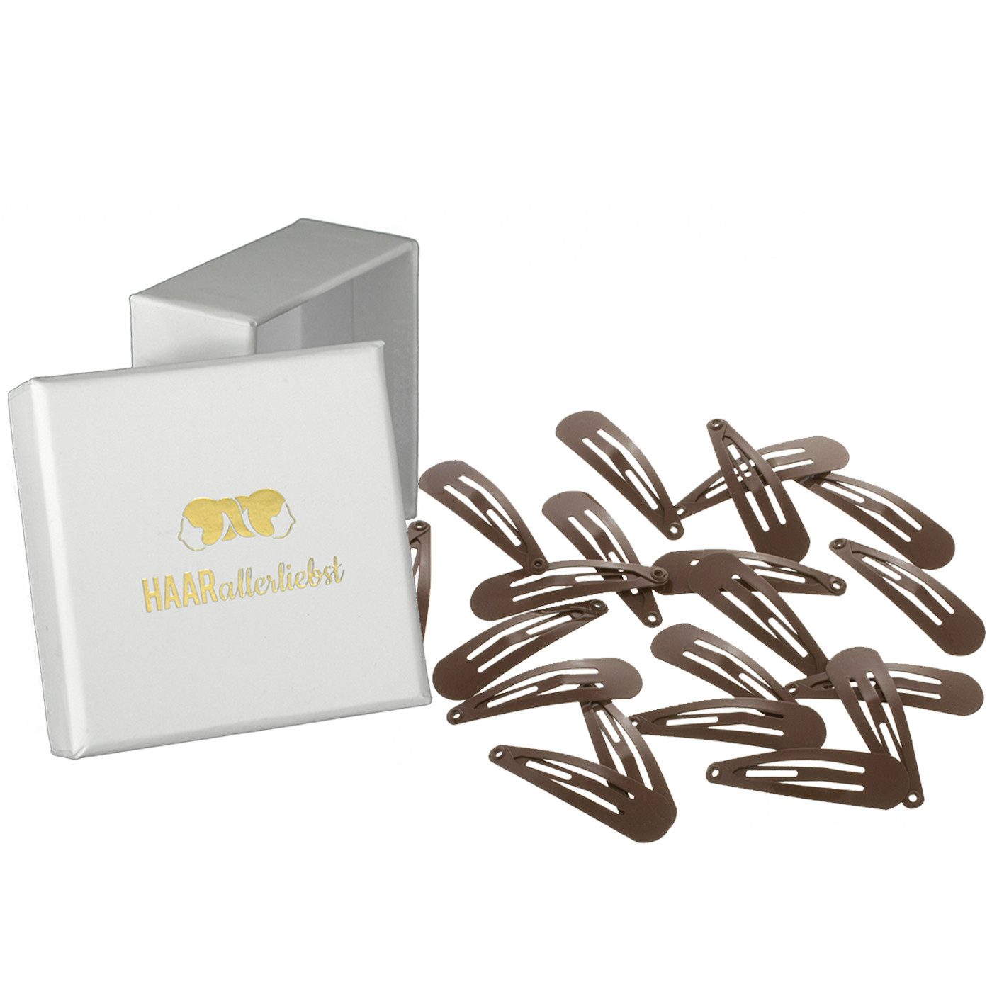HAARallerliebst Haarspange kleine Haarspangen, Spar-Set, 20-tlg., Farbe braun, 39mm
